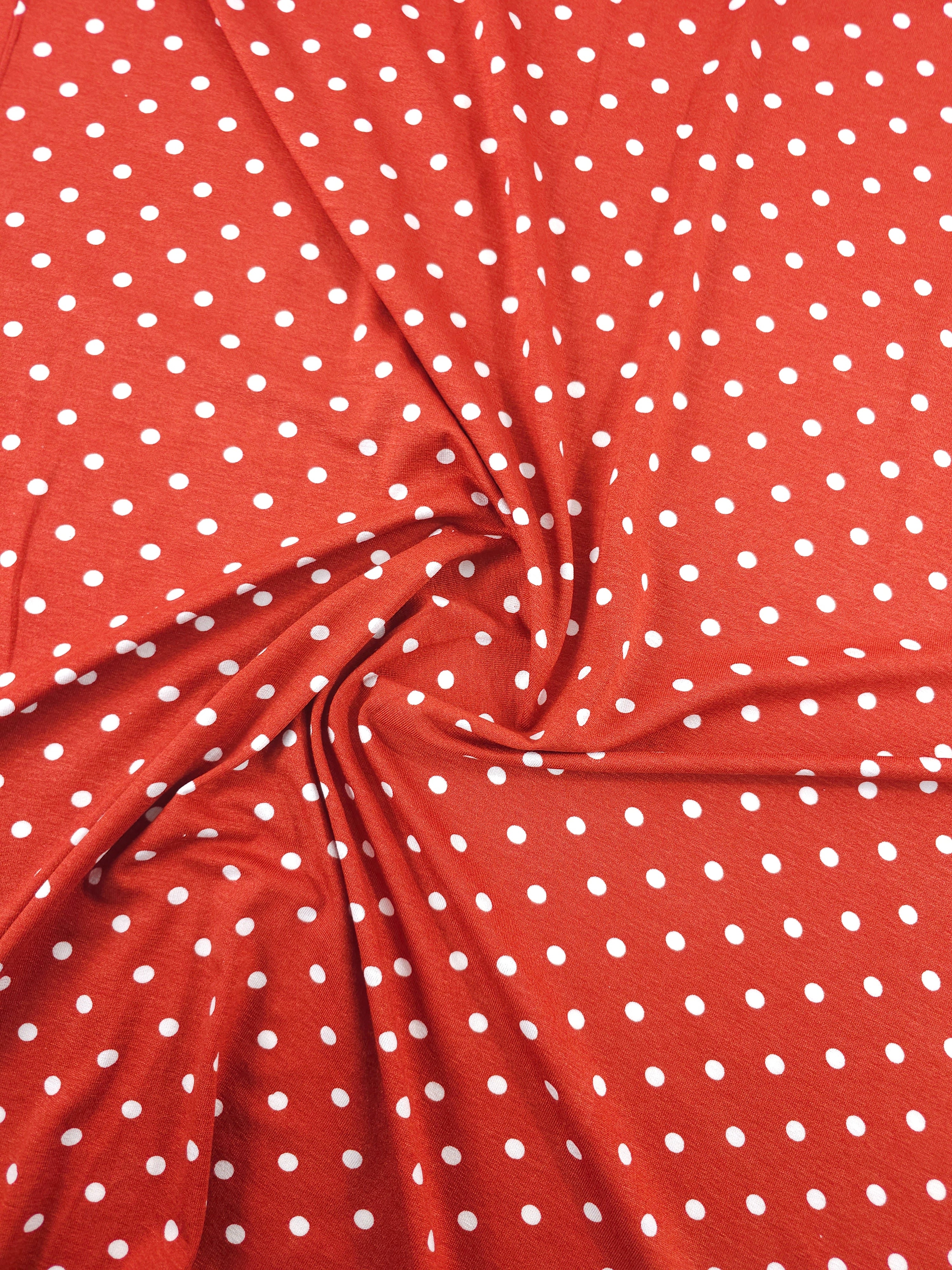 Rustic Brick Small Polka Dot Viscose Jersey