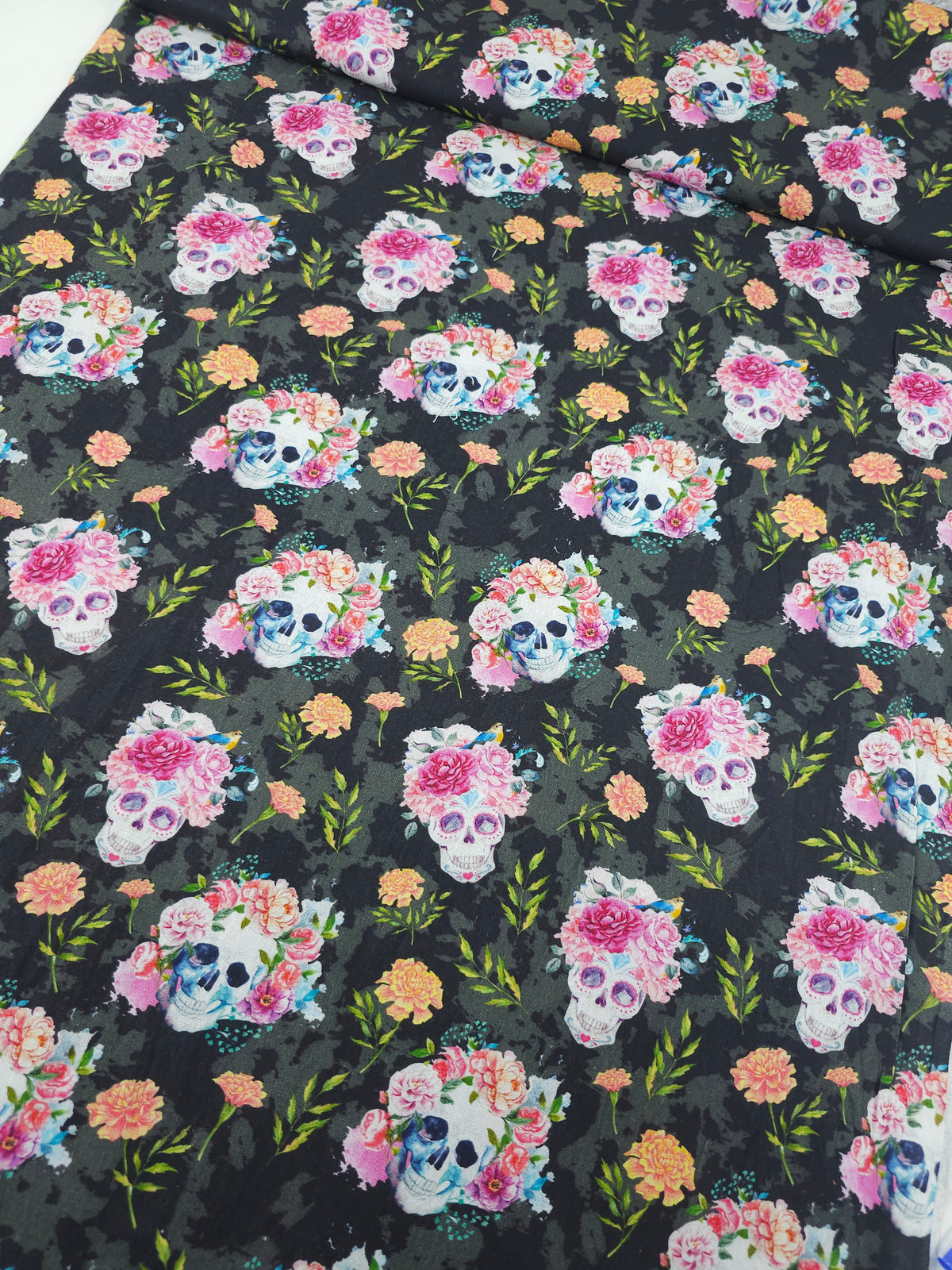 Flower Crown Skulls 100% Cotton - Joann