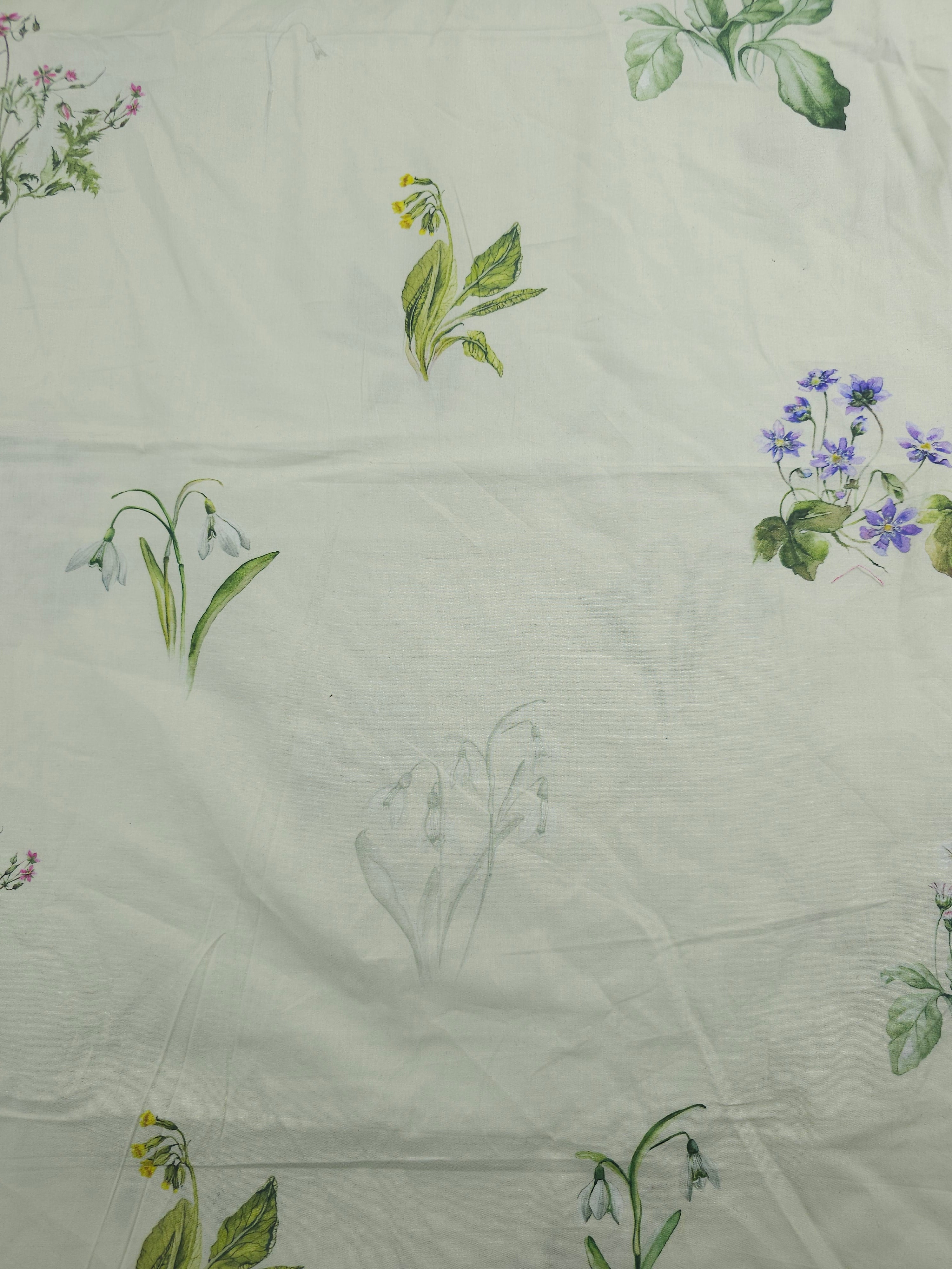 Pale Sage Floating Floral Stems Lightweight Cotton 60"
