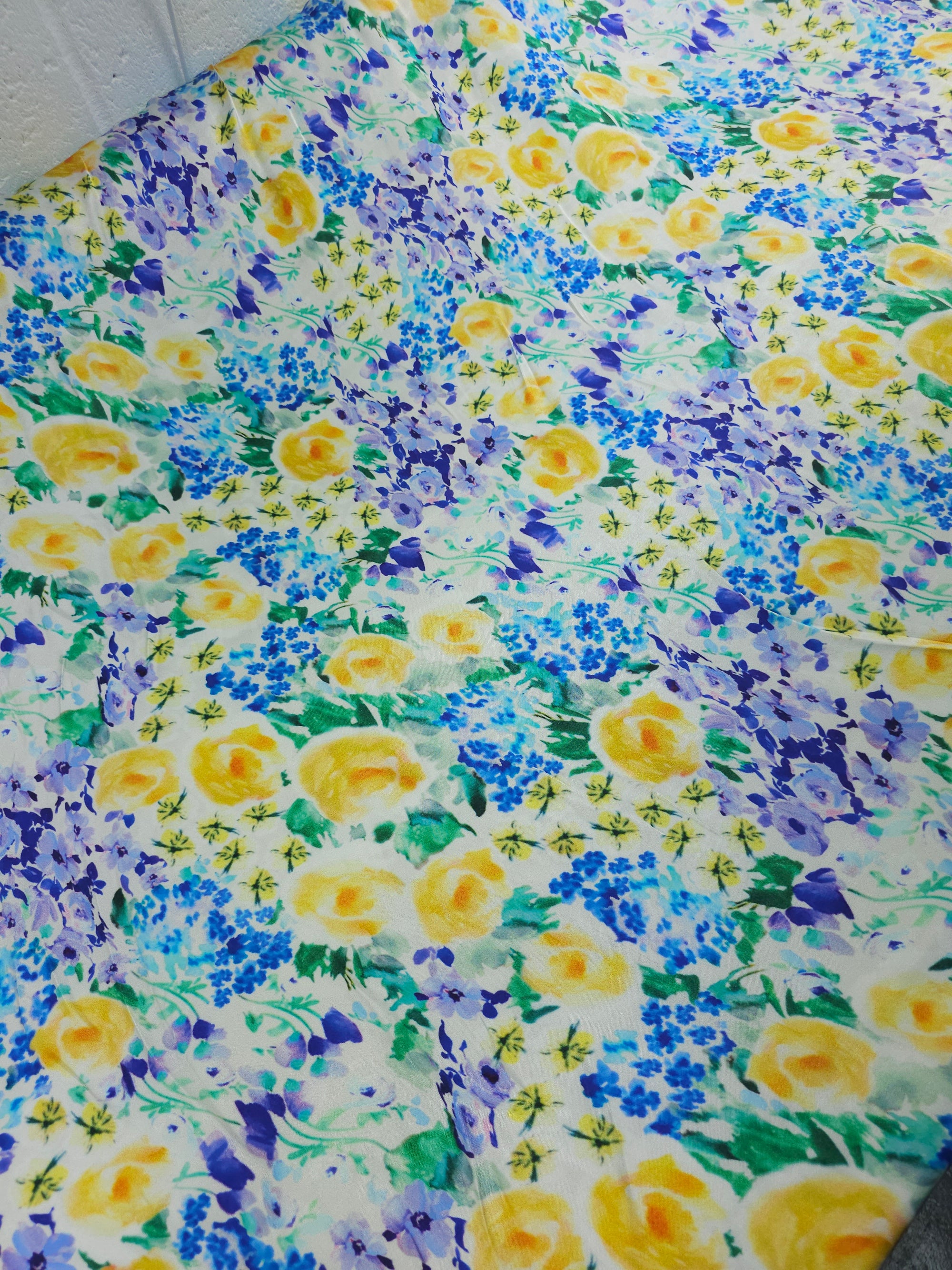 Rose Floral Meadow Viscose Satin