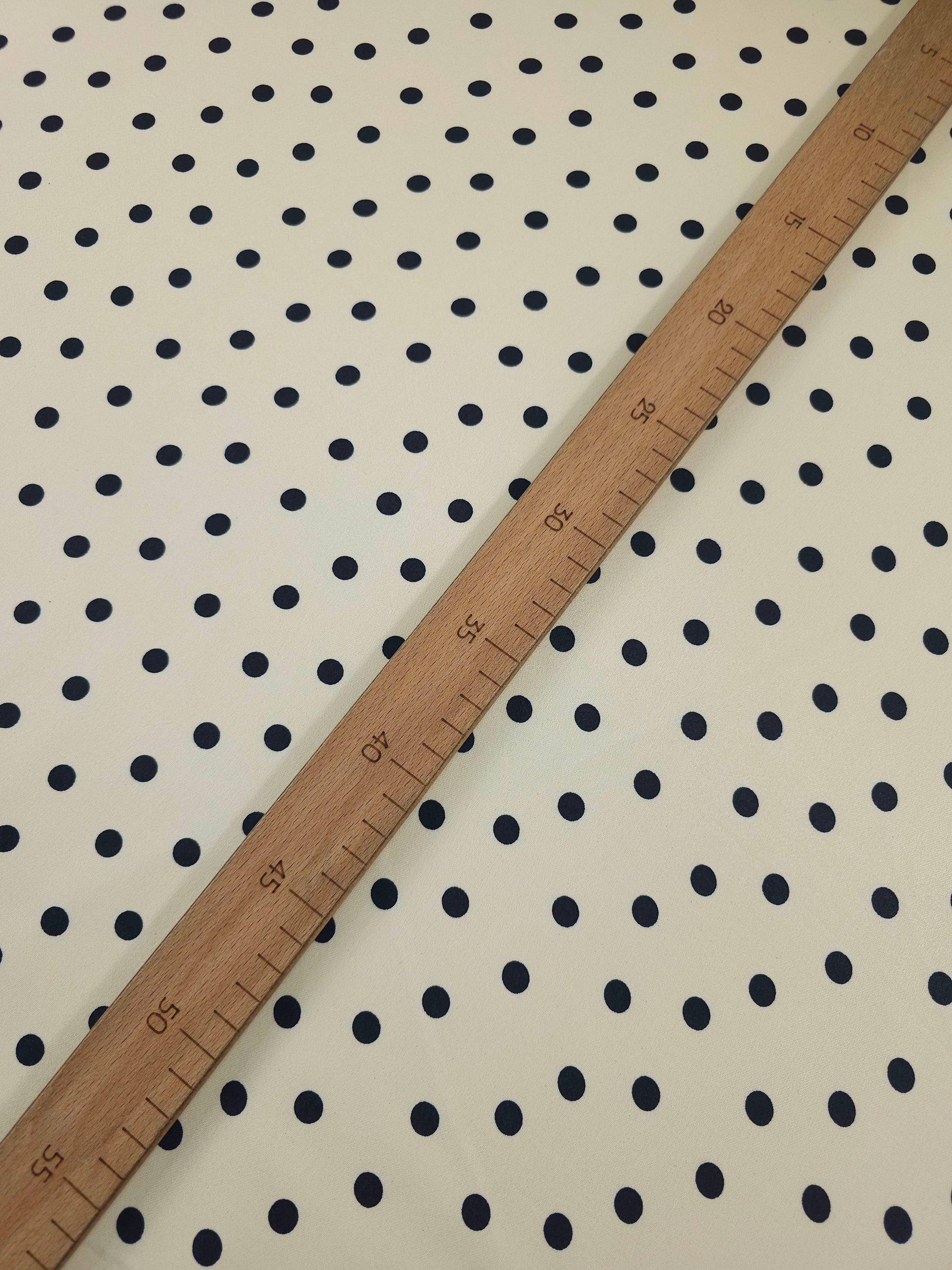 Cream/Black Small Polka Dot Crepe Back Satin