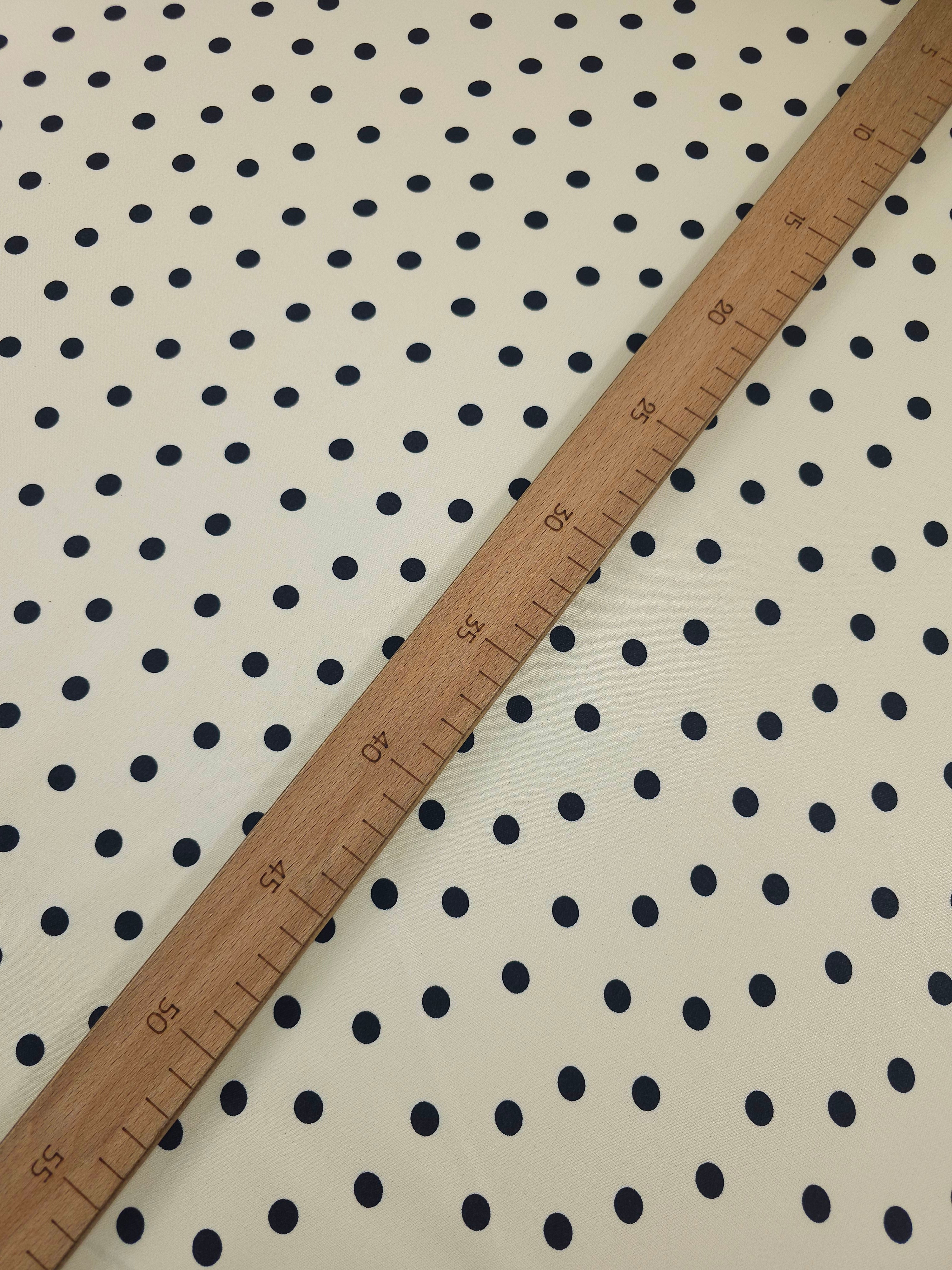 Cream/Black Small Polka Dot Crepe Back Satin