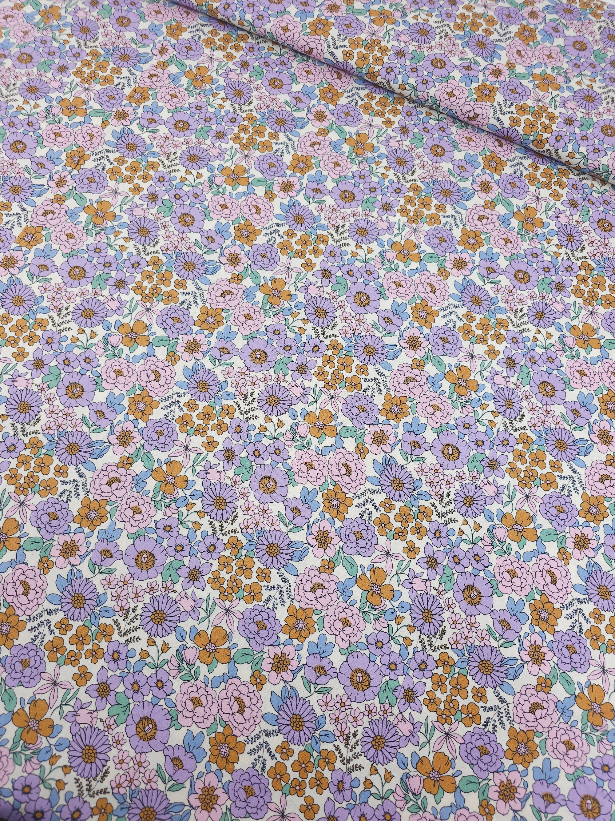 Pinky Lilac/Bronze Floral Bloom Lightweight Cotton 57"