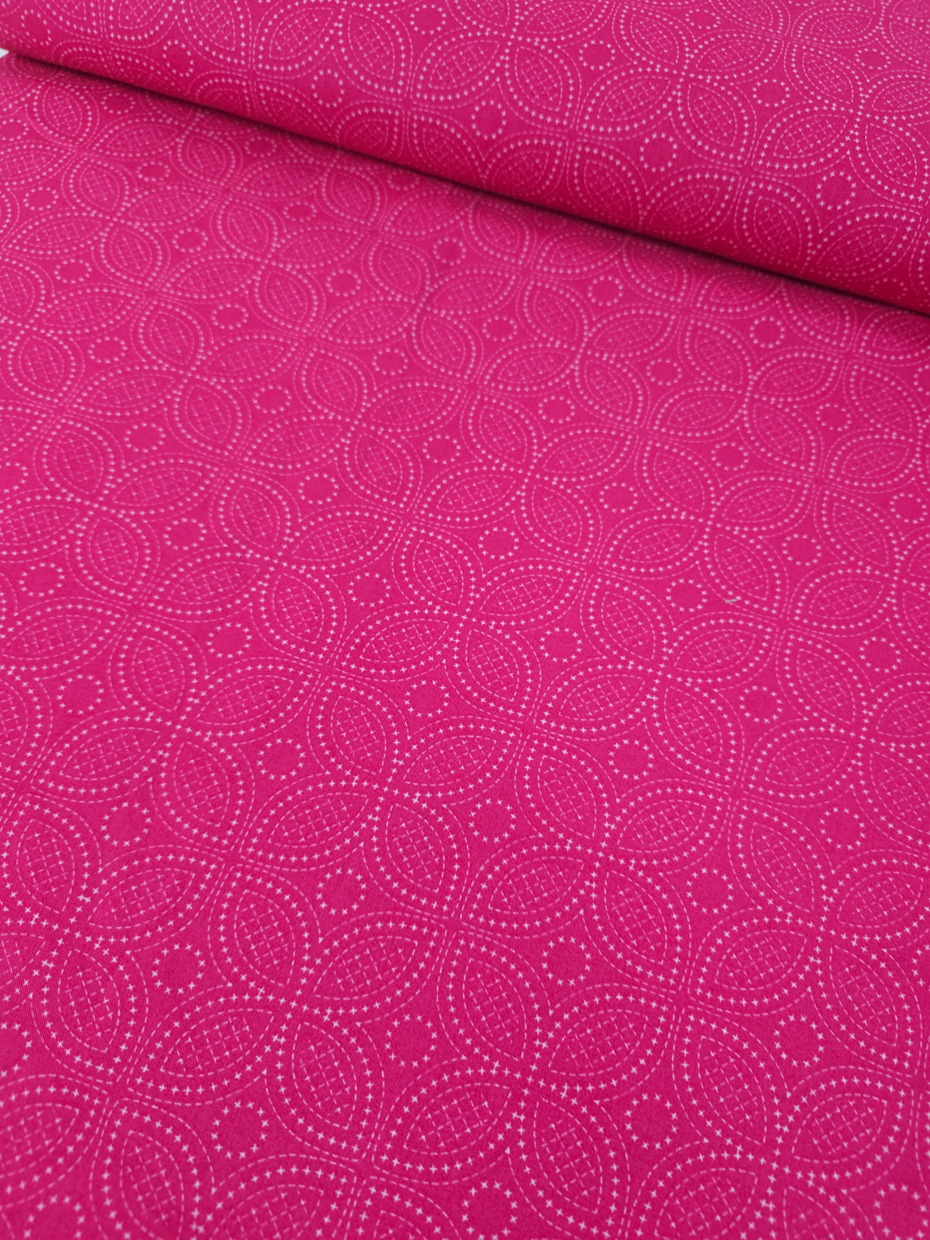 Hot Pink Dotty Petal Flower 100% Cotton