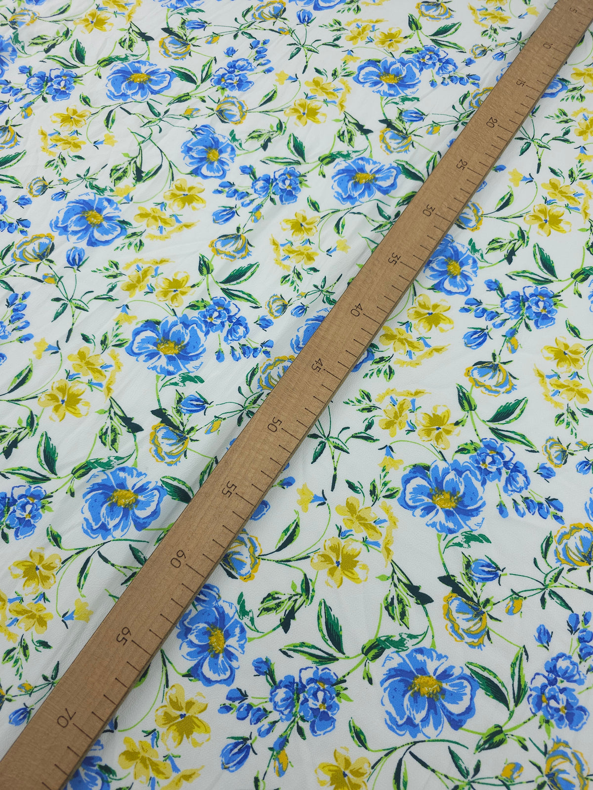 Blue/Yellow Floral Vine Viscose Crepe - Walmart