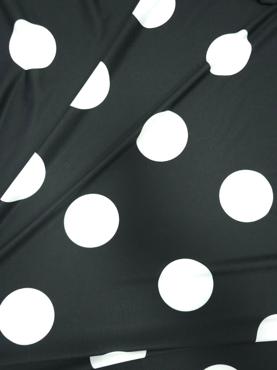 Black/White Large Polka Viscose Jersey
