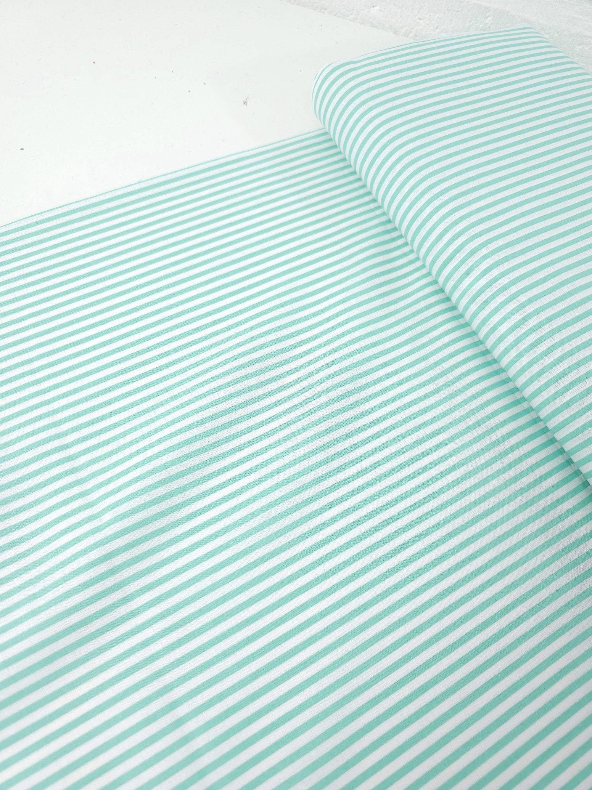 Light Mint Stripe 100% Cotton