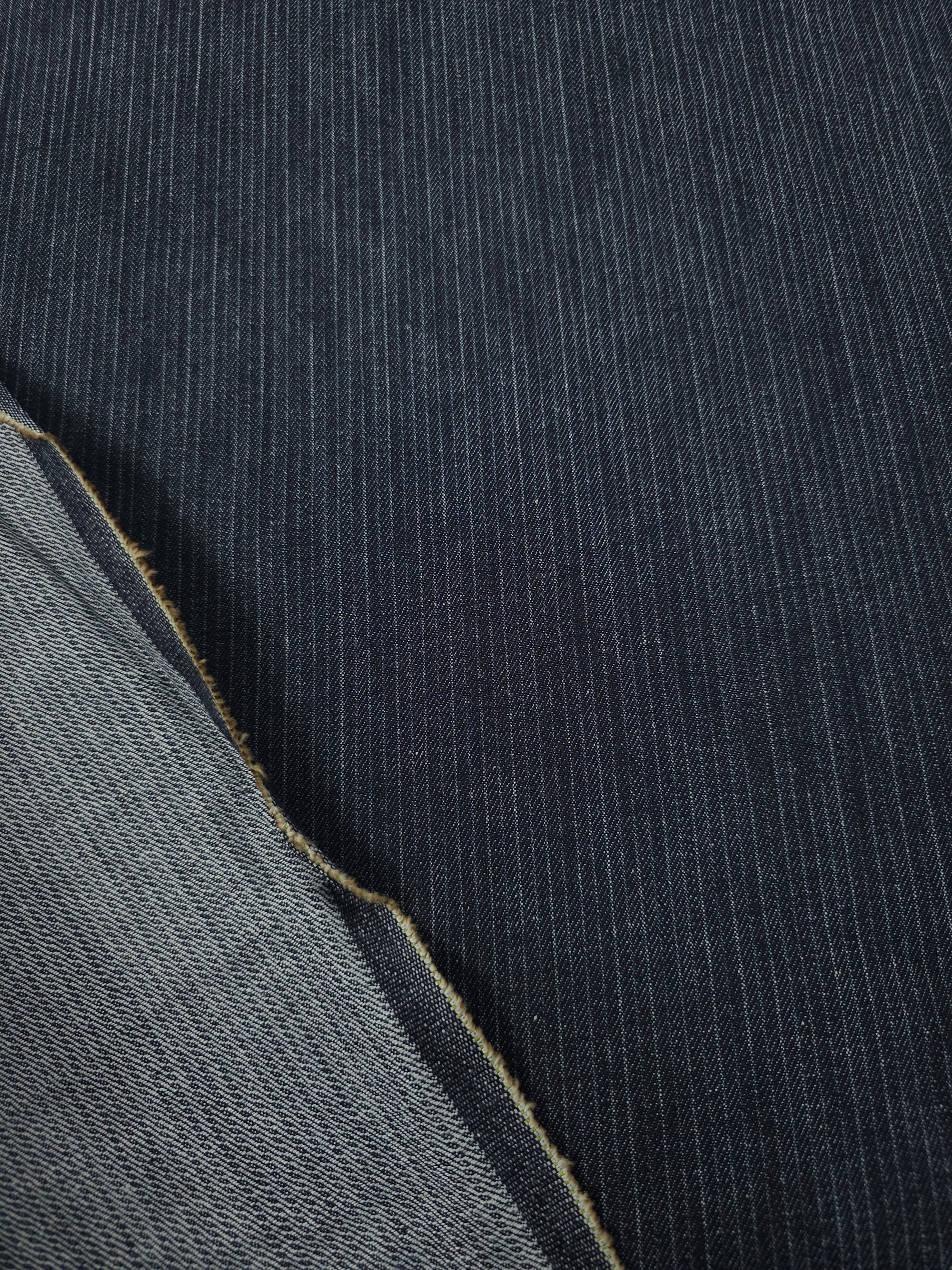 Charcoal Navy Narrow Pinstripe Denim