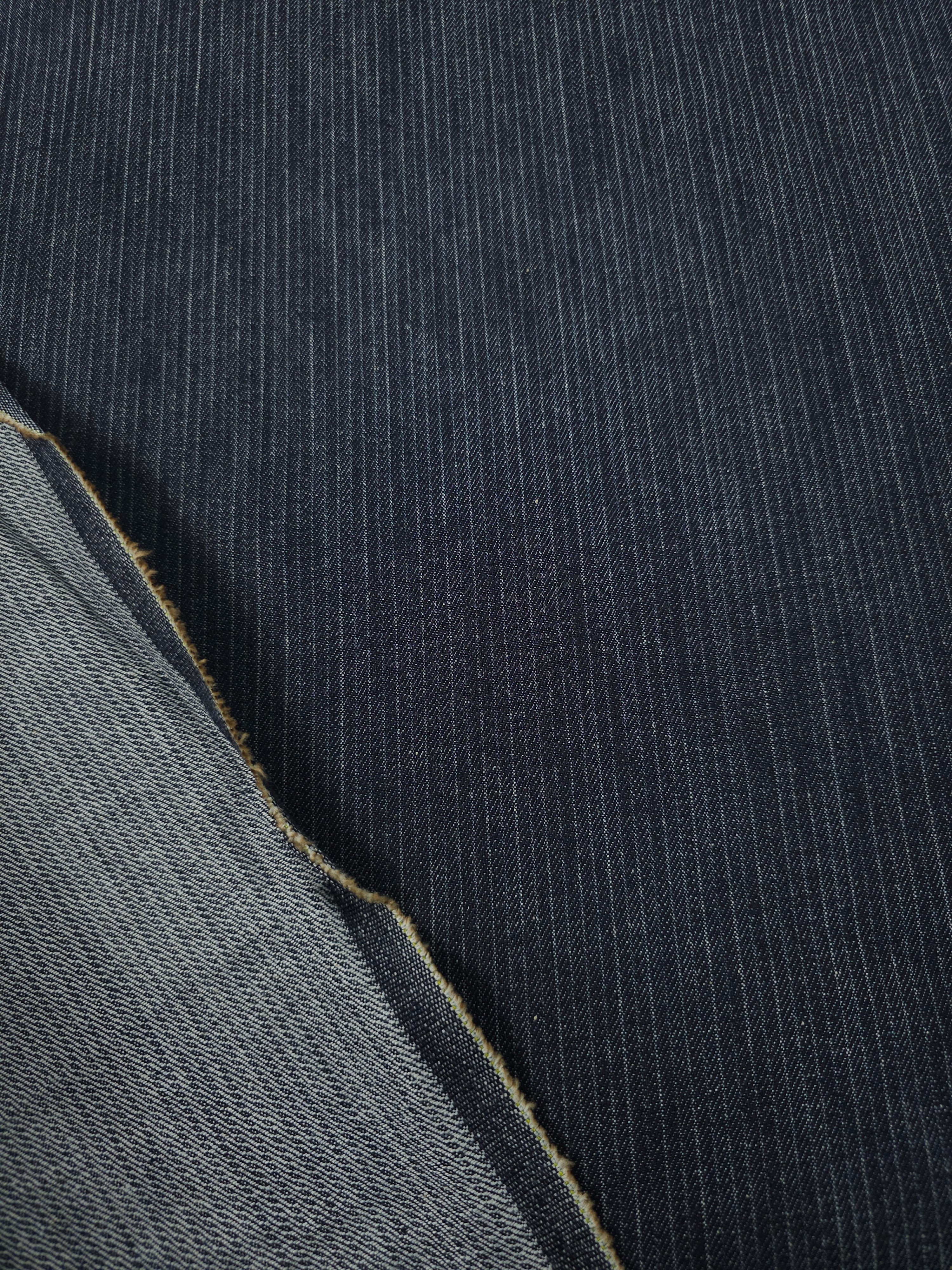 Charcoal Navy Narrow Pinstripe Denim