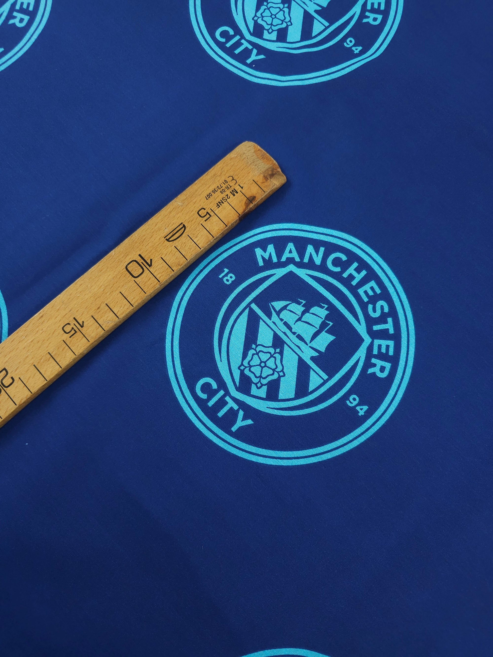 Manchester City FC Emblem 100% Cotton Football Fabric 106" *EXTRA WIDE*