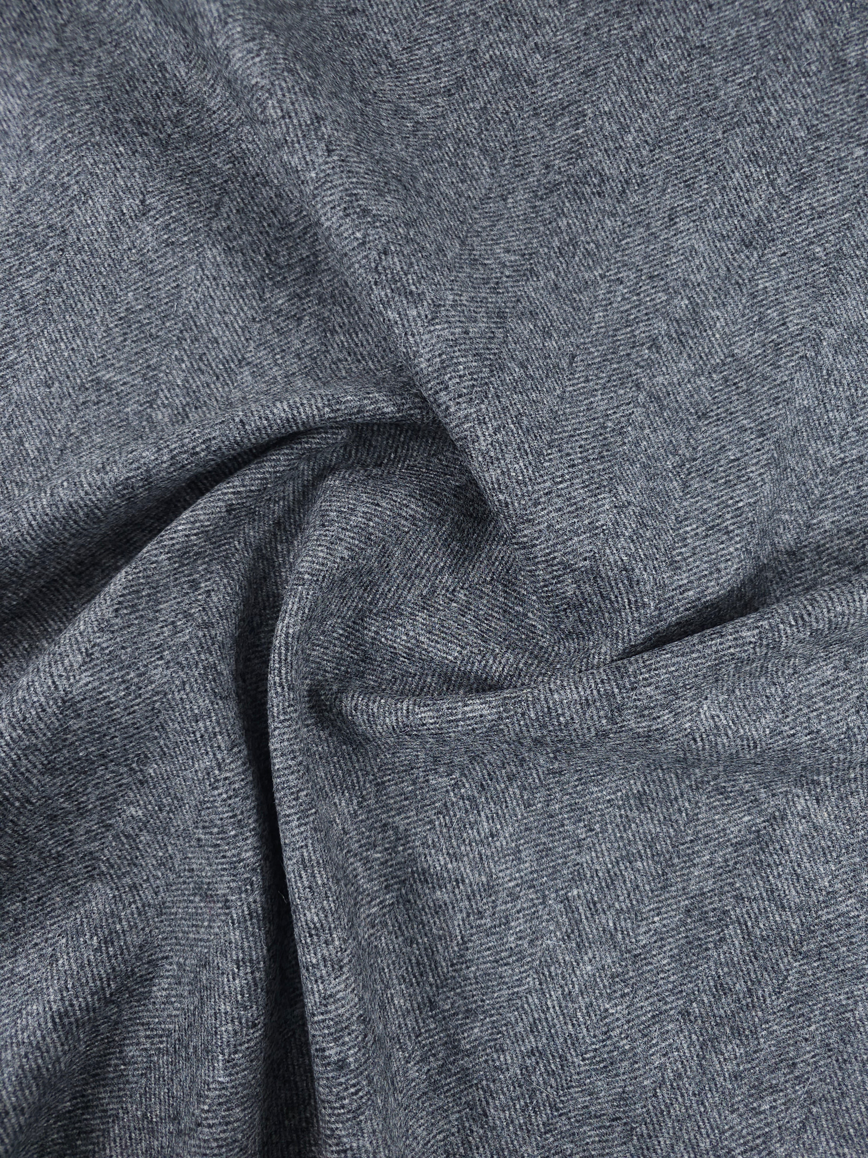 Grey Herringbone Mediumweight 100% Wool *ABRAHAM MOON*