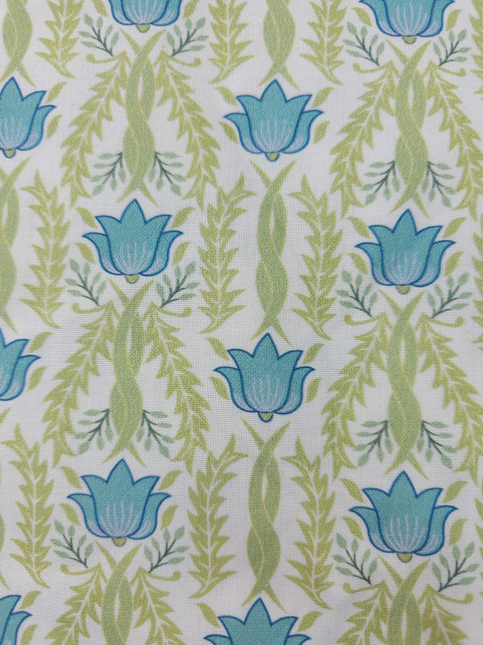 Light blue repeated flower Cotton- 1m piece