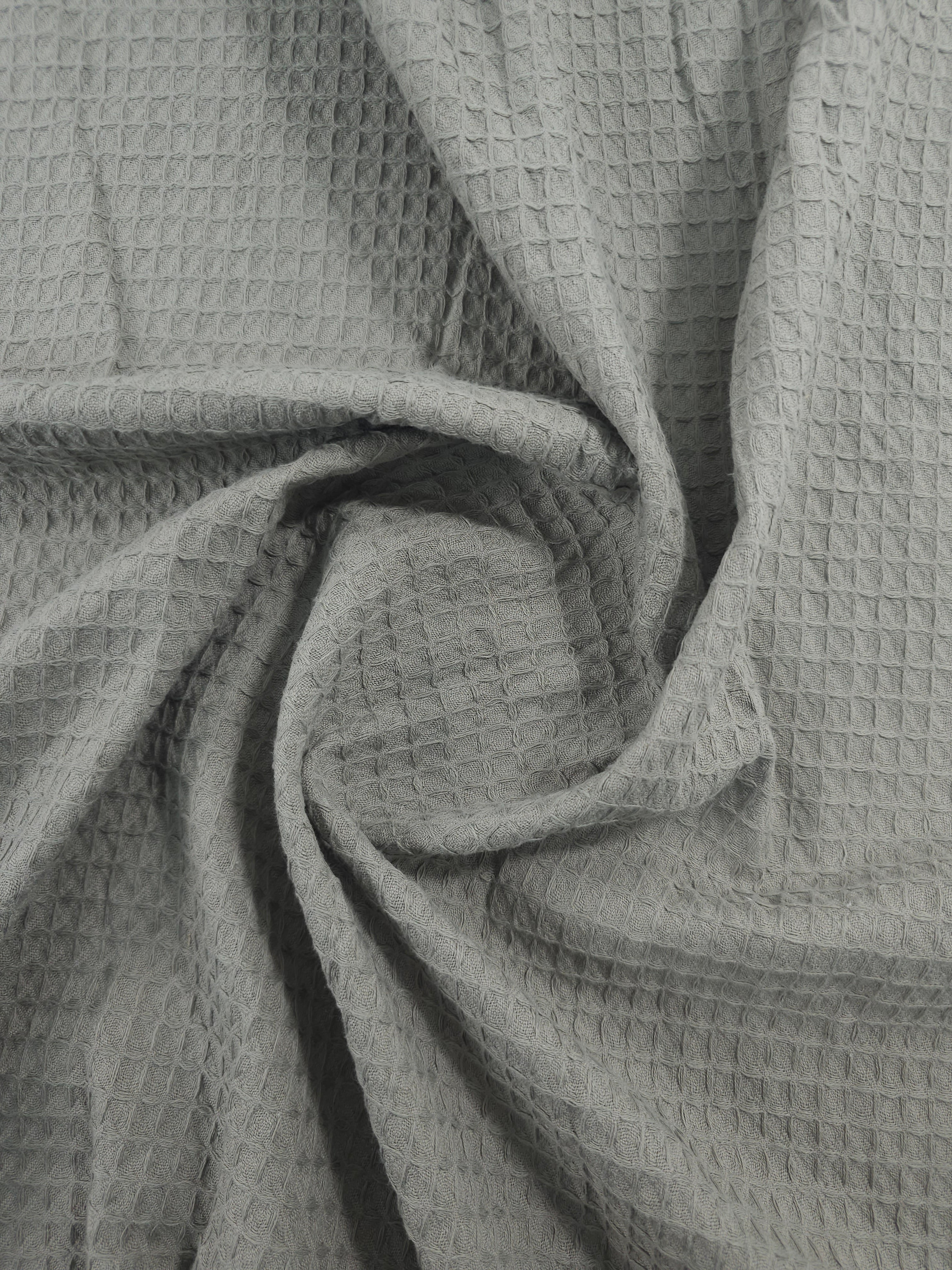 Cloudy Grey Waffle Cotton *EXTRA WIDE*