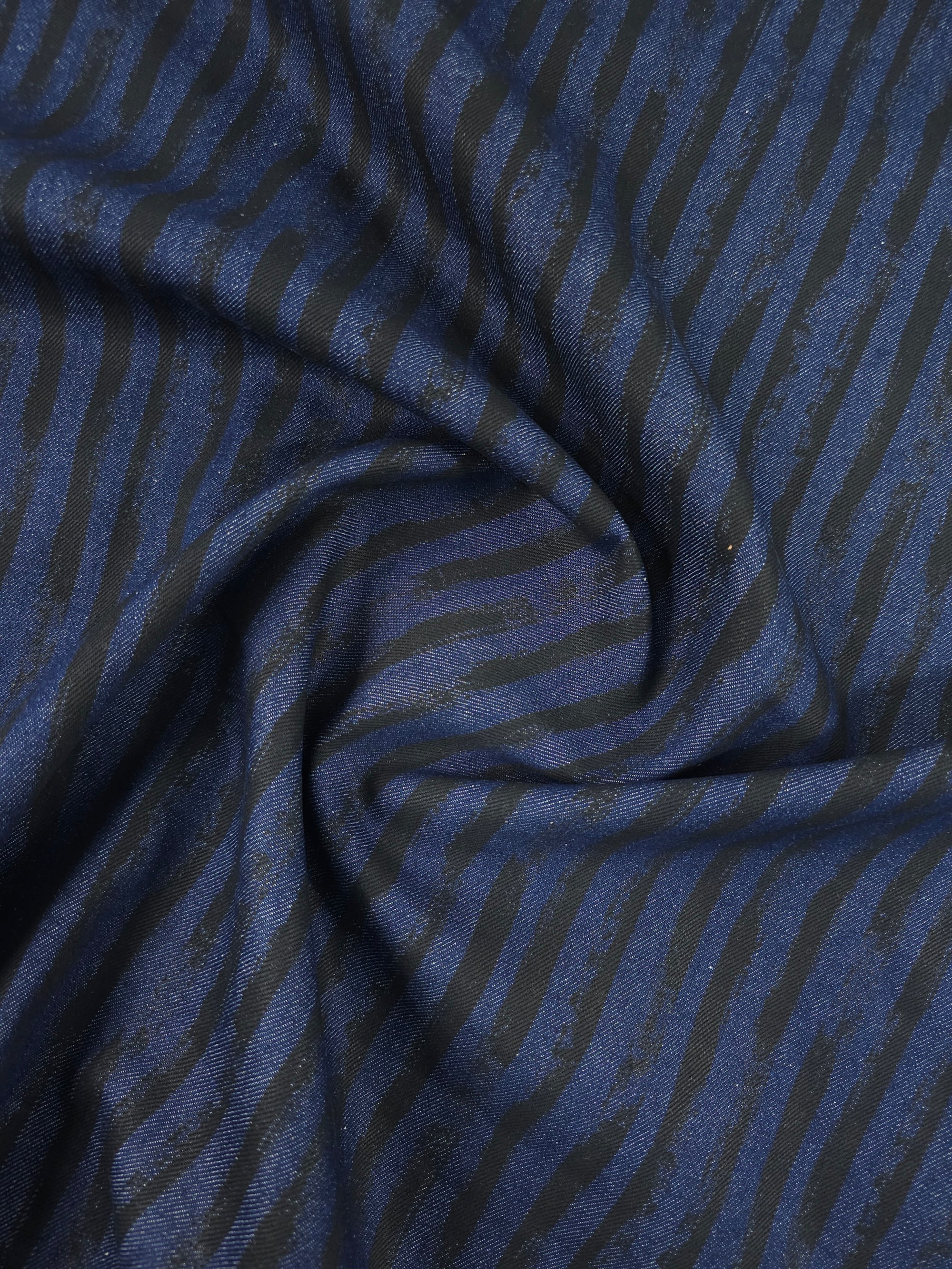 Indigo Navy/Black Irregular Stripe Denim