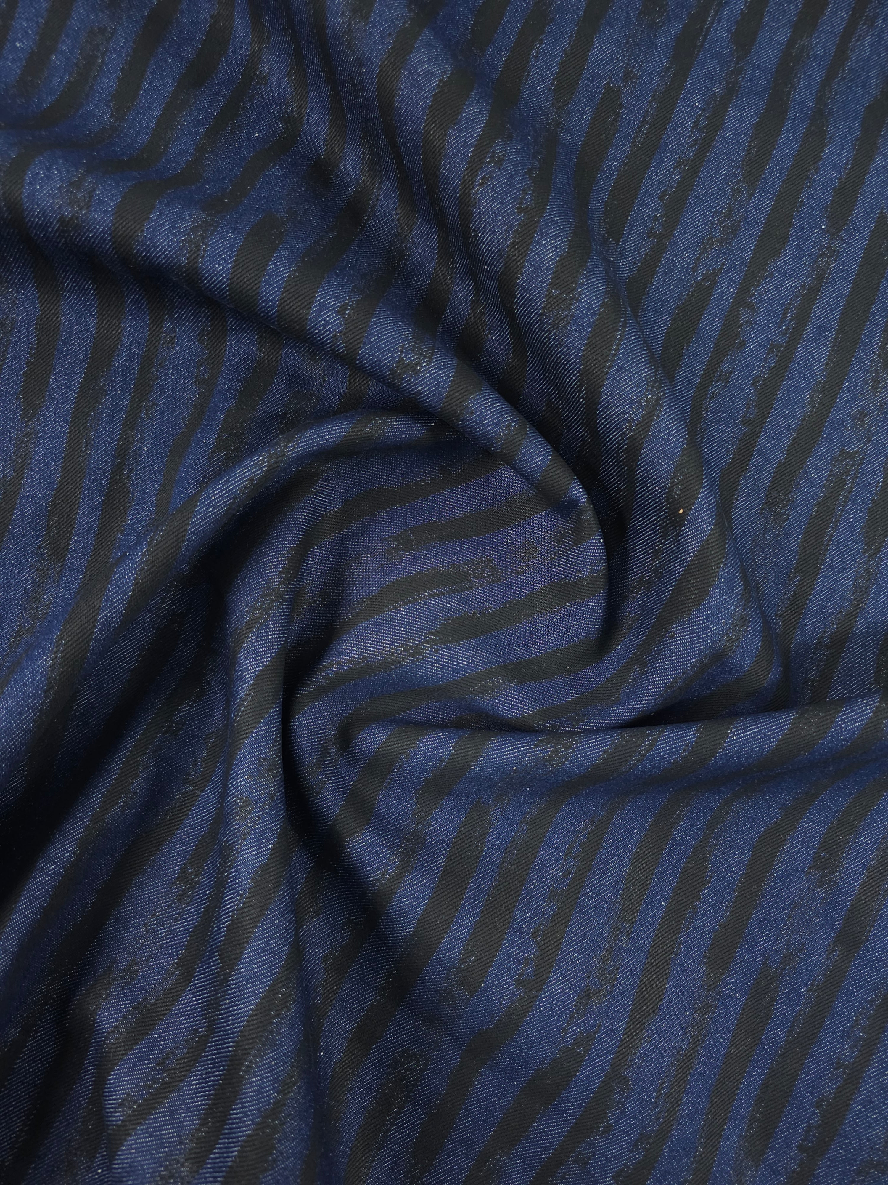 Indigo Navy/Black Irregular Stripe Denim