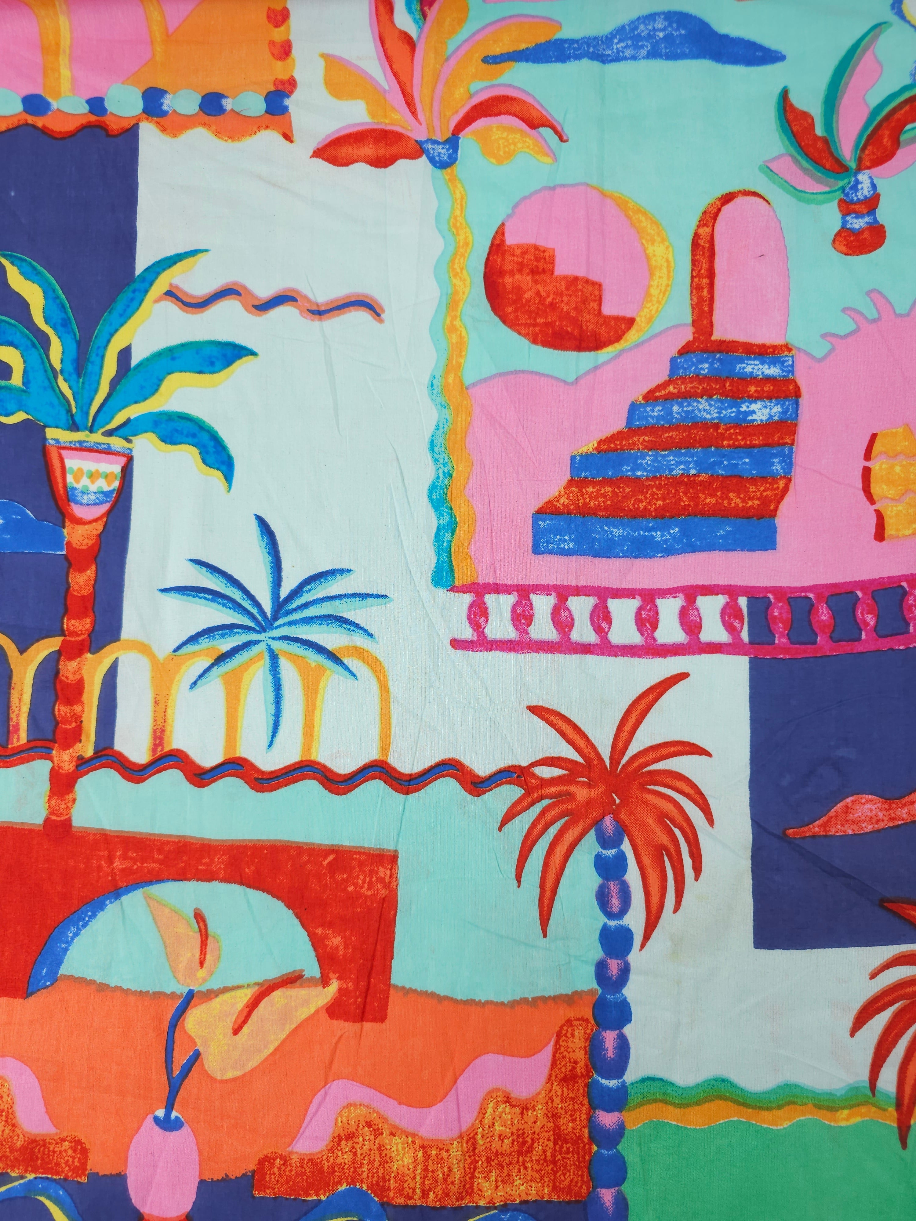 Tropical Palm Tree Scenery Cambric Cotton