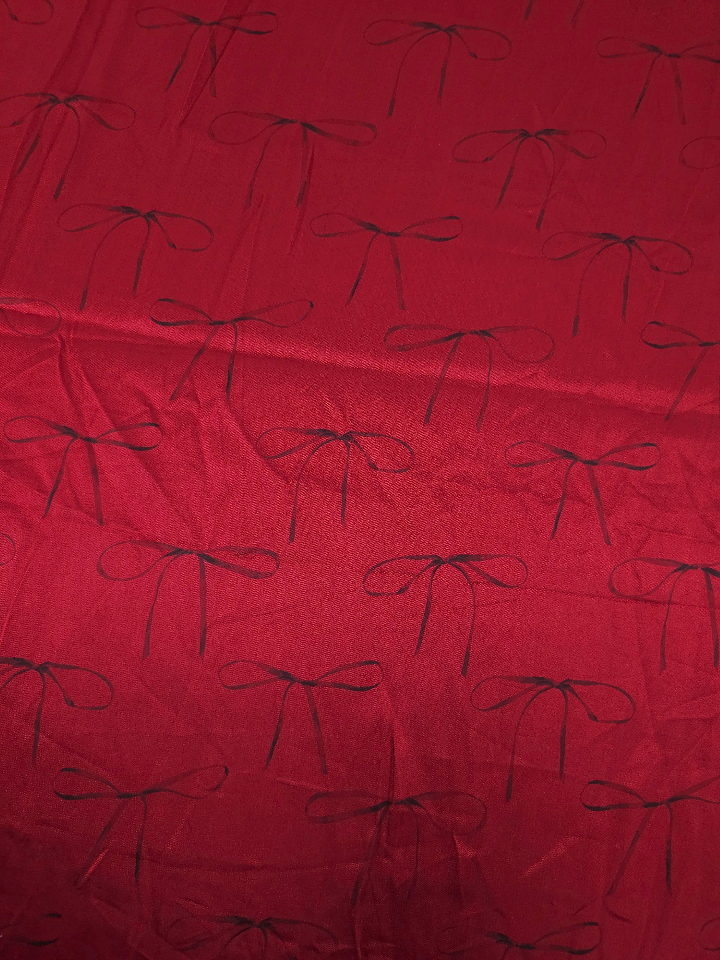 Deep Red Bow Flutter Viscose Satin