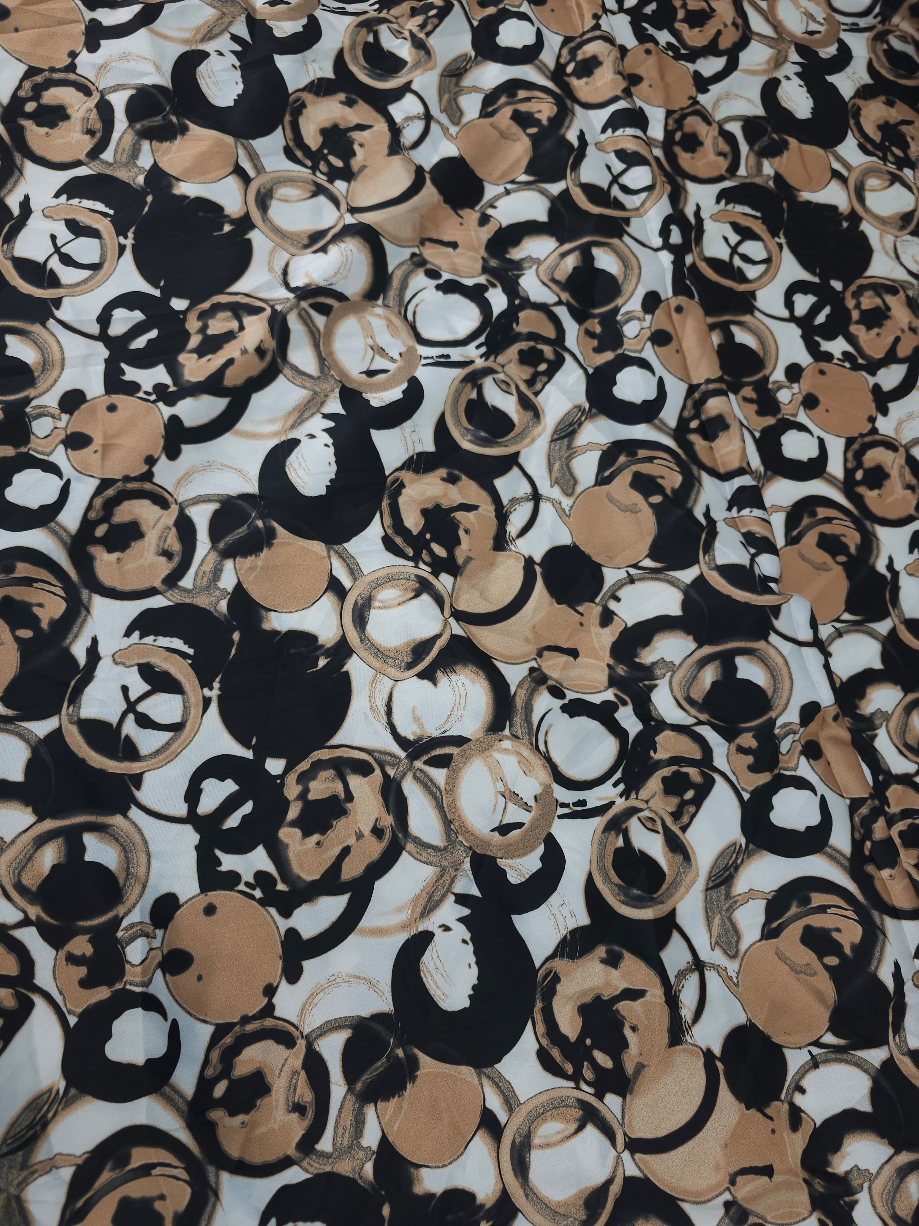 Black caramel circle Viscose satin- 3m piece