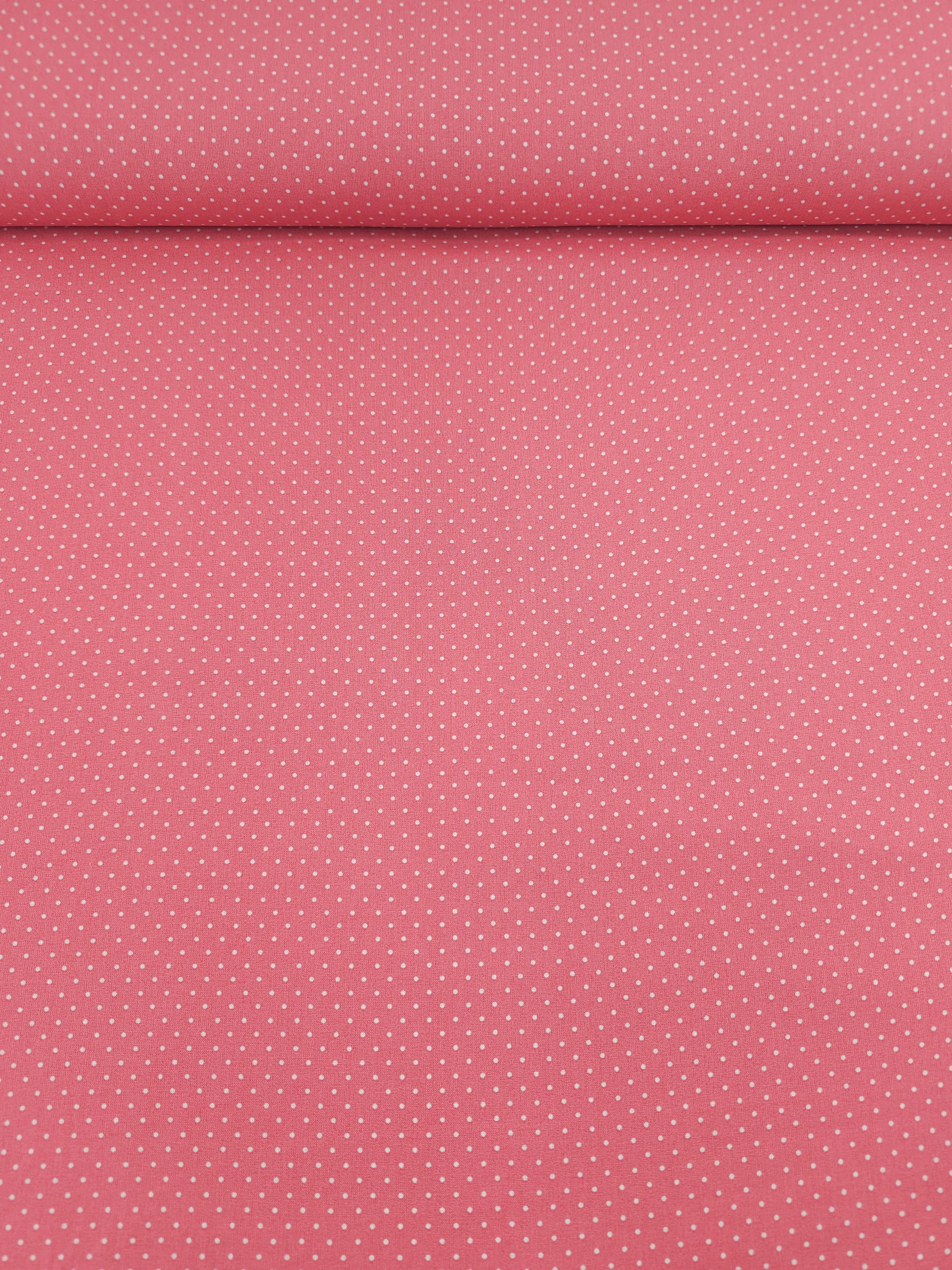 Candy Pink Micro Polka Dot 100% Cotton 60"