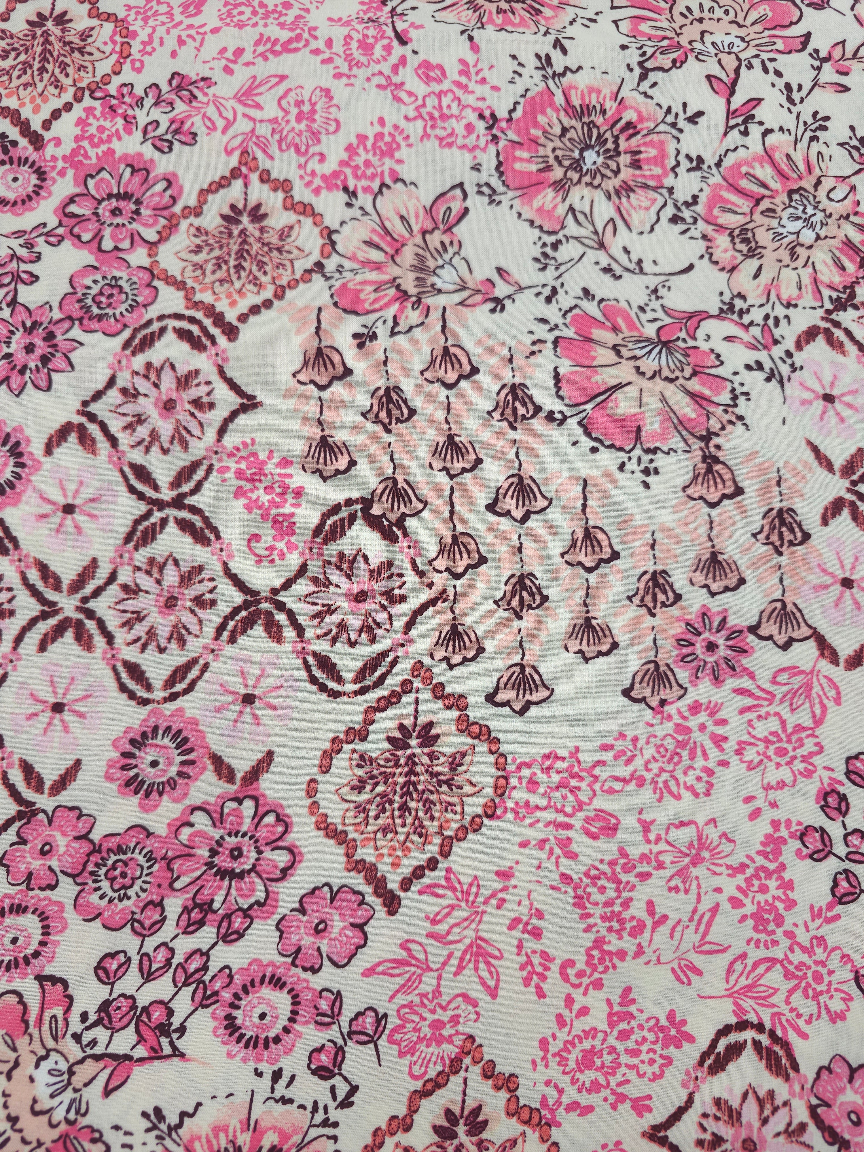 Pink design Viscose- 5.6m piece