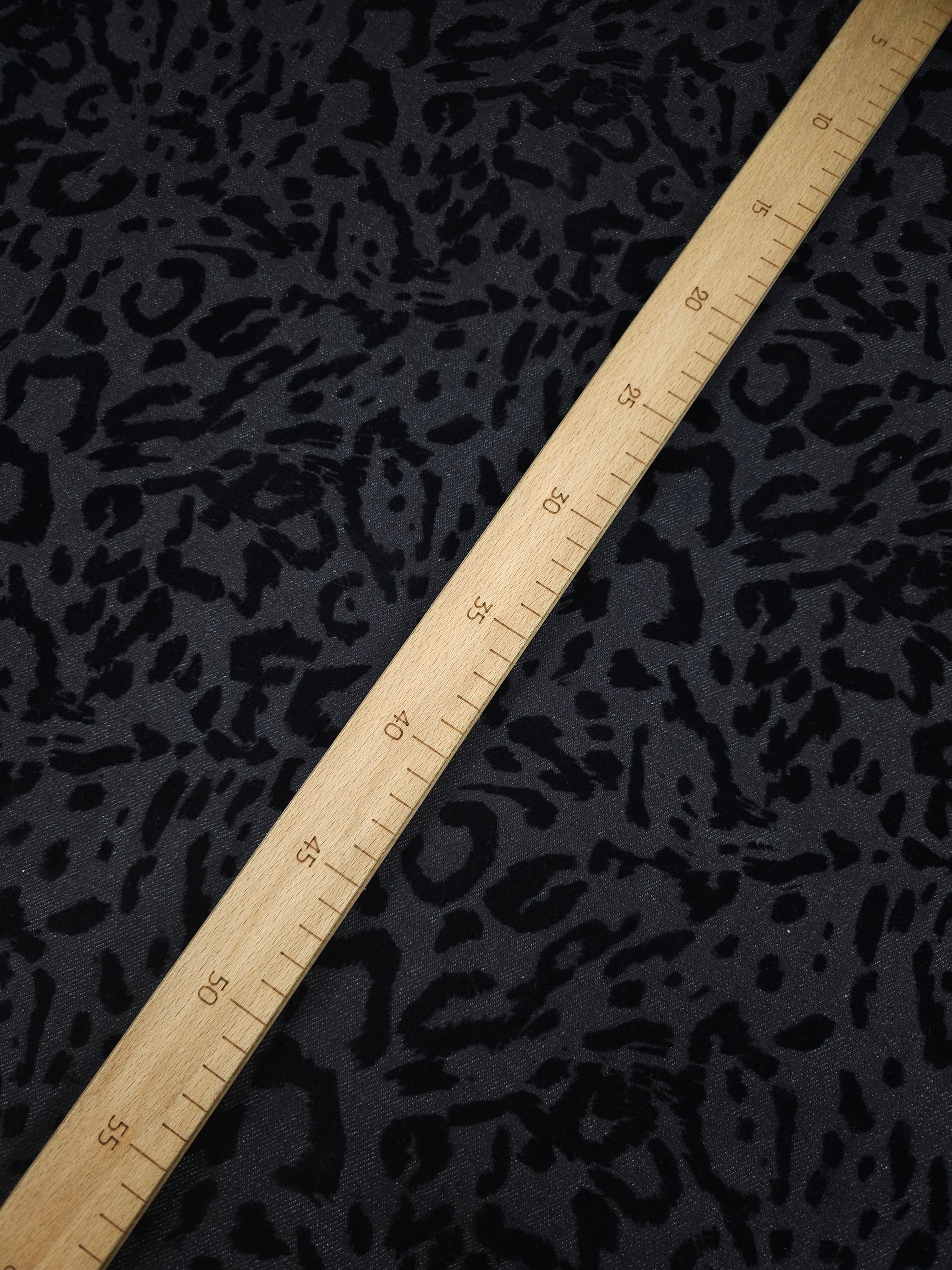 Charcoal Navy Leopard Velvet Burnout Denim