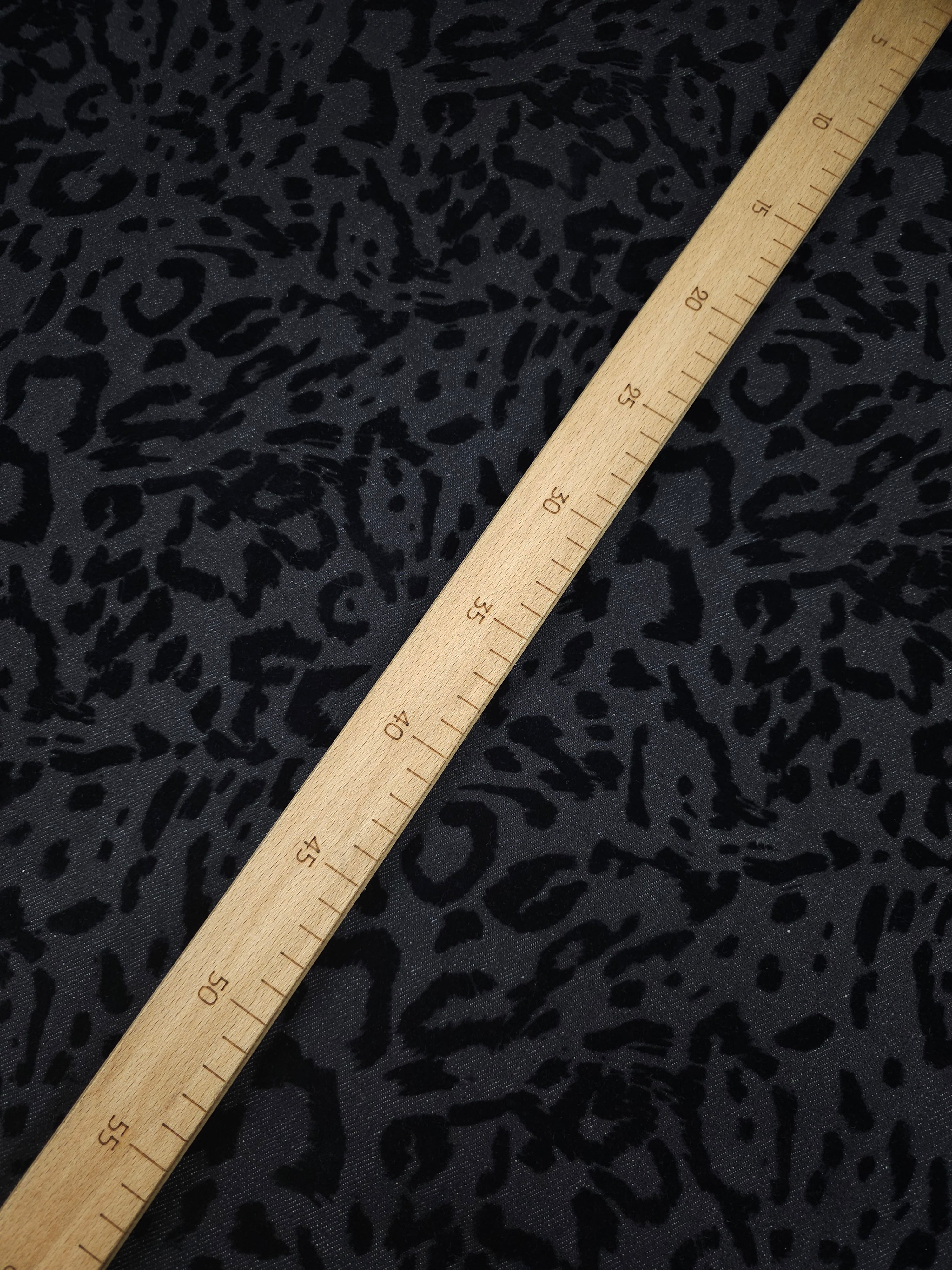 Charcoal Navy Leopard Velvet Burnout Denim