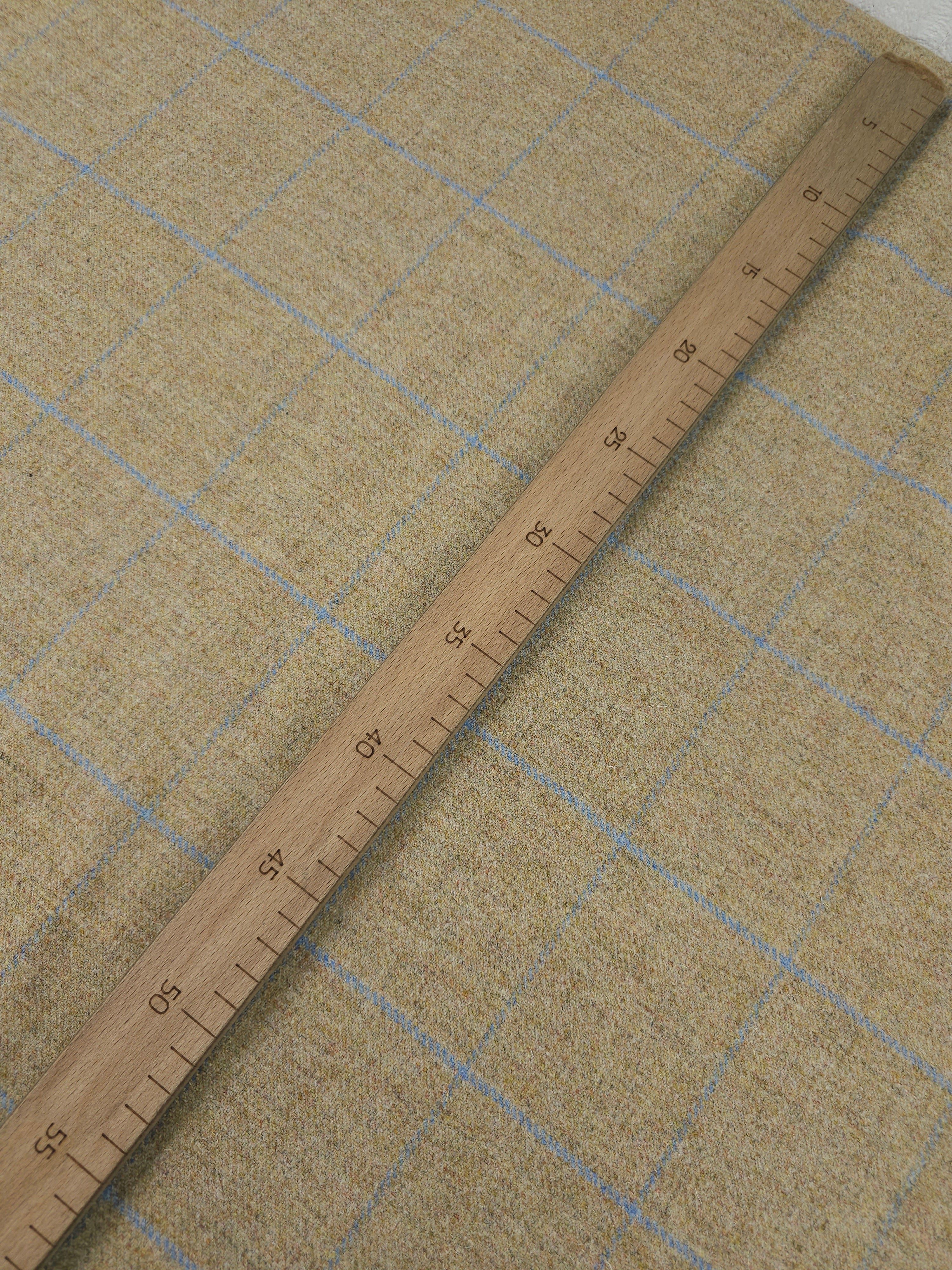 Warm Beige/Blue Speckle Square Check Soft 100% Wool *ABRAHAM MOON*