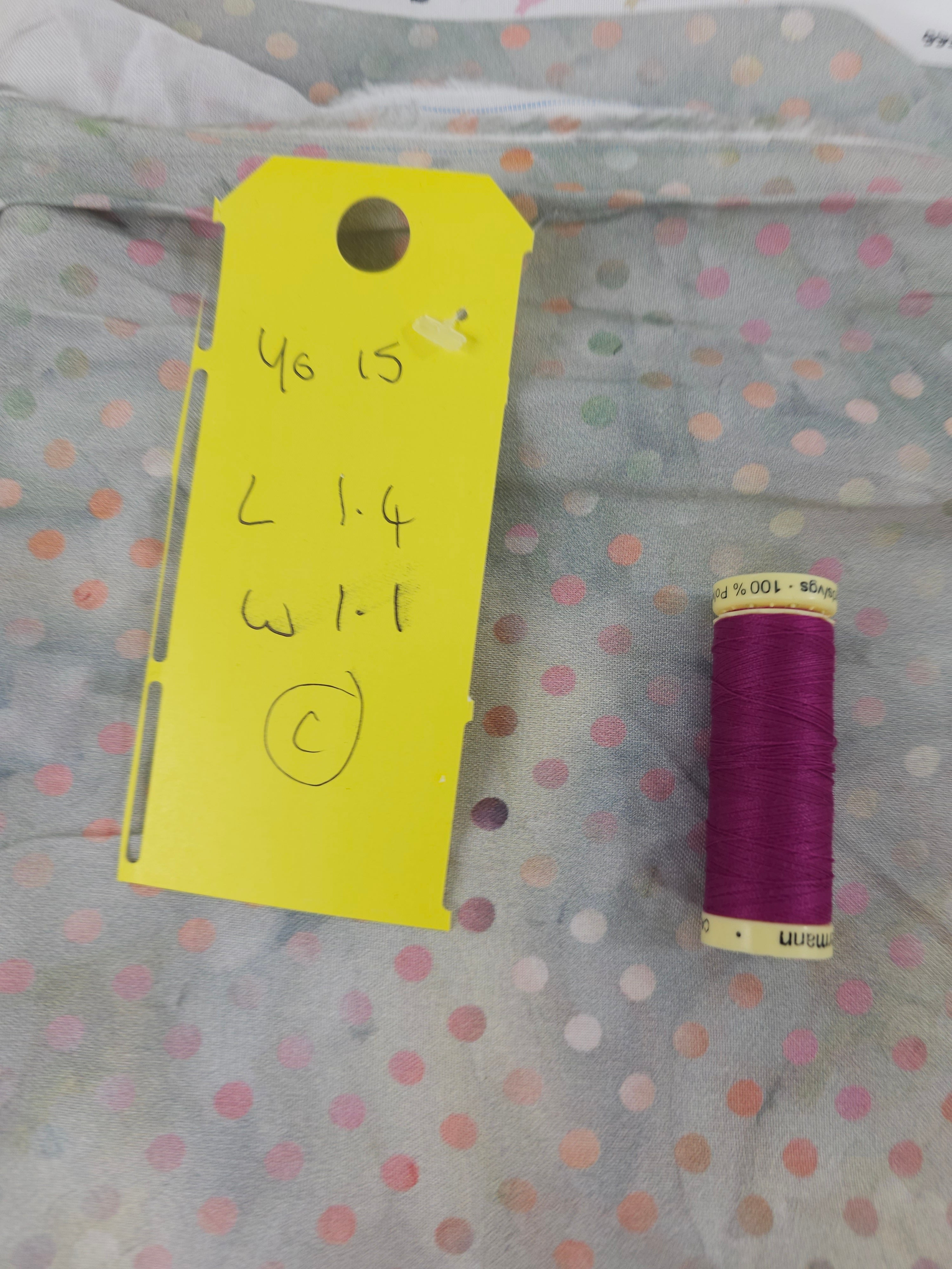 Light grey pink dotted Cotton- 1.4m piece