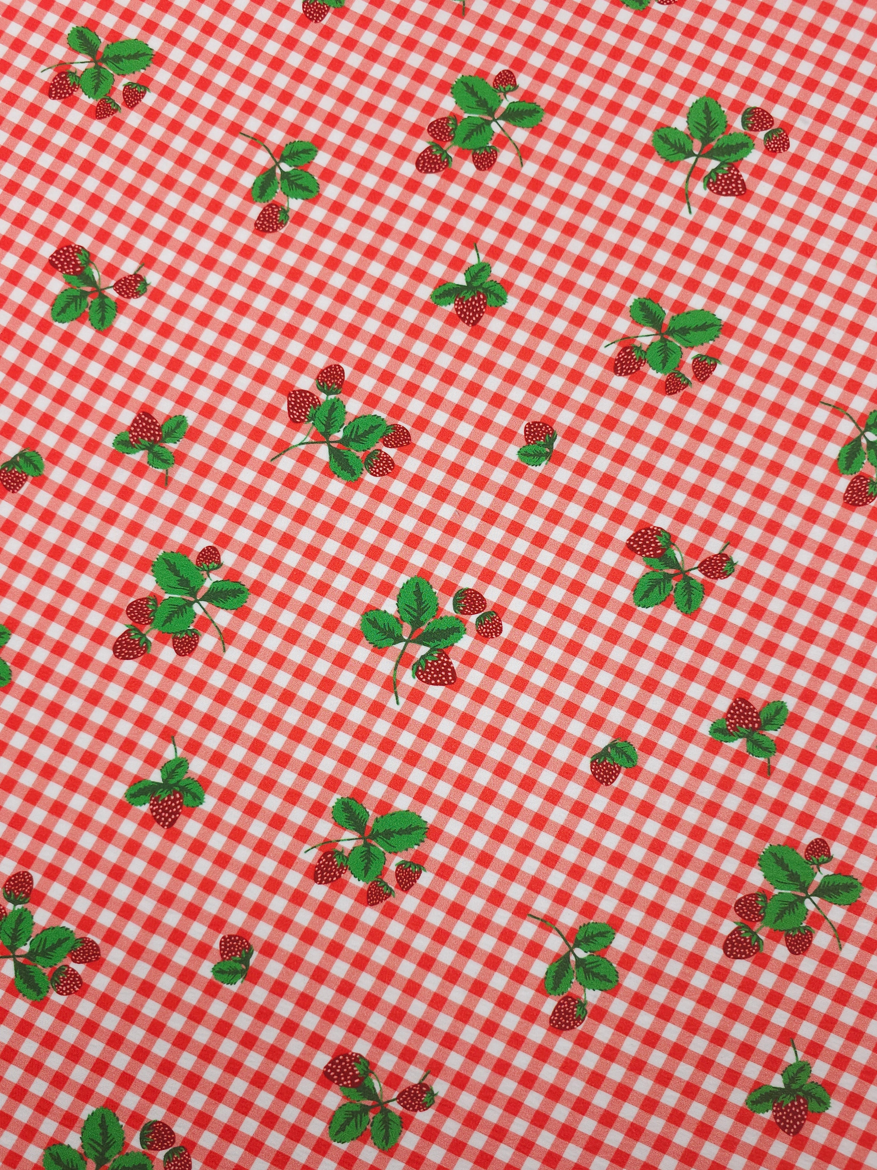 Red Ditsy Strawberry Gingham Viscose Modal