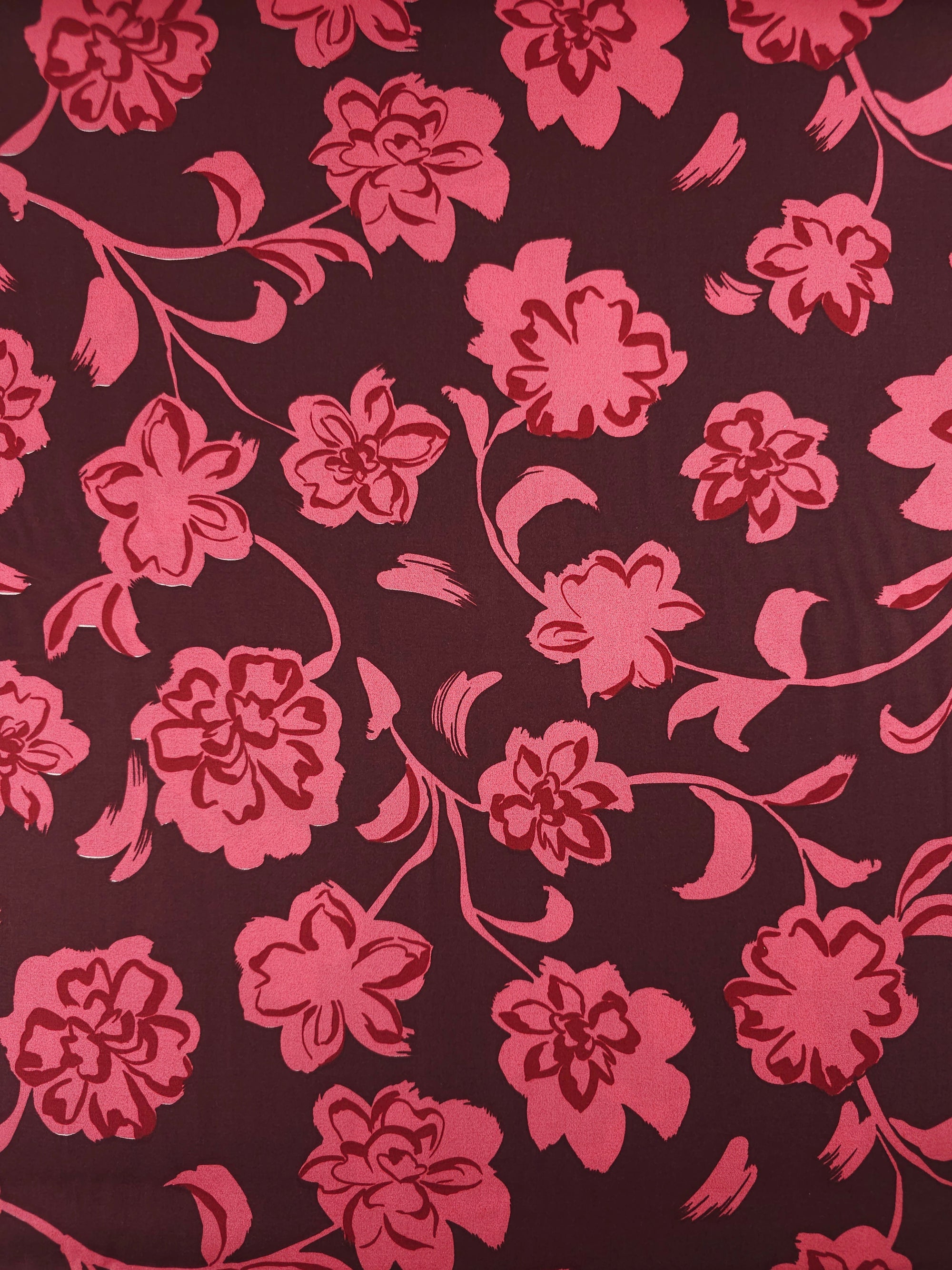 Brown/Pinky Coral Bordeaux Floral Cotton Sateen 57"