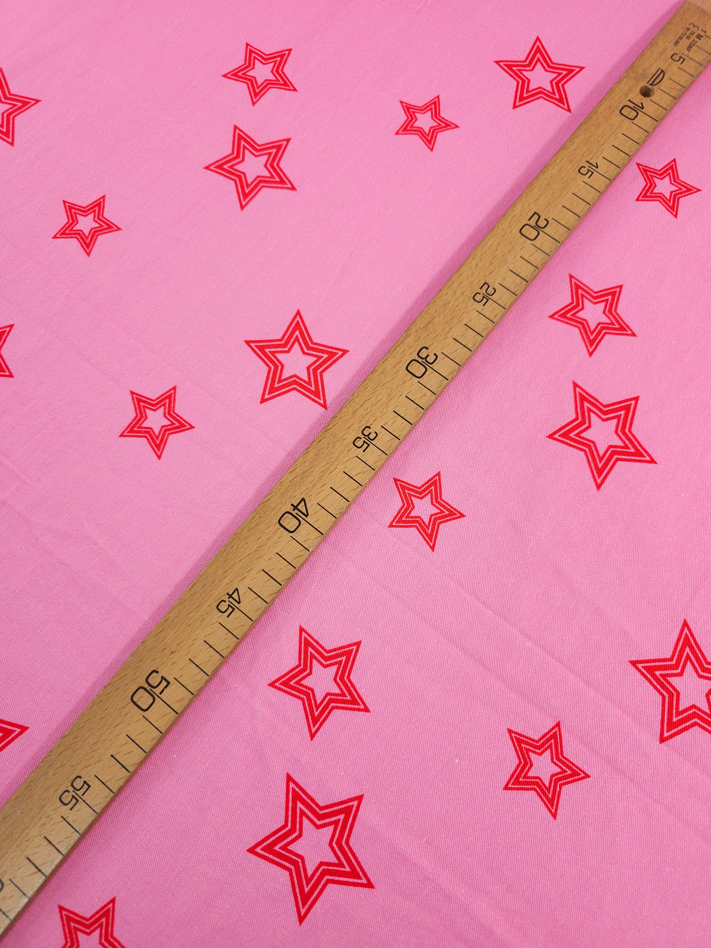 Pink/Red Star Mediumweight Cotton