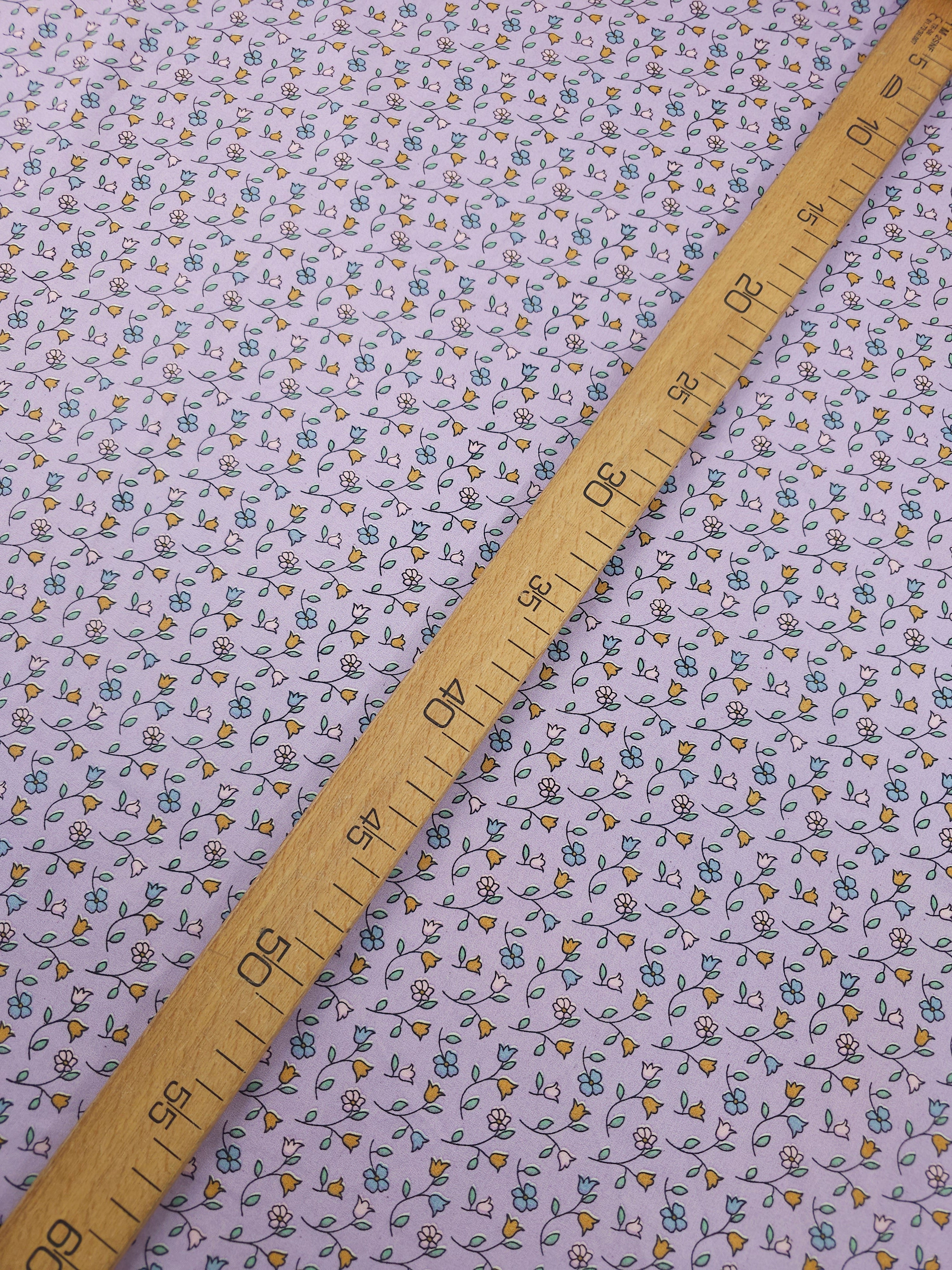 Lilac Tossed Tulip Stems Lightweight Cotton 57"