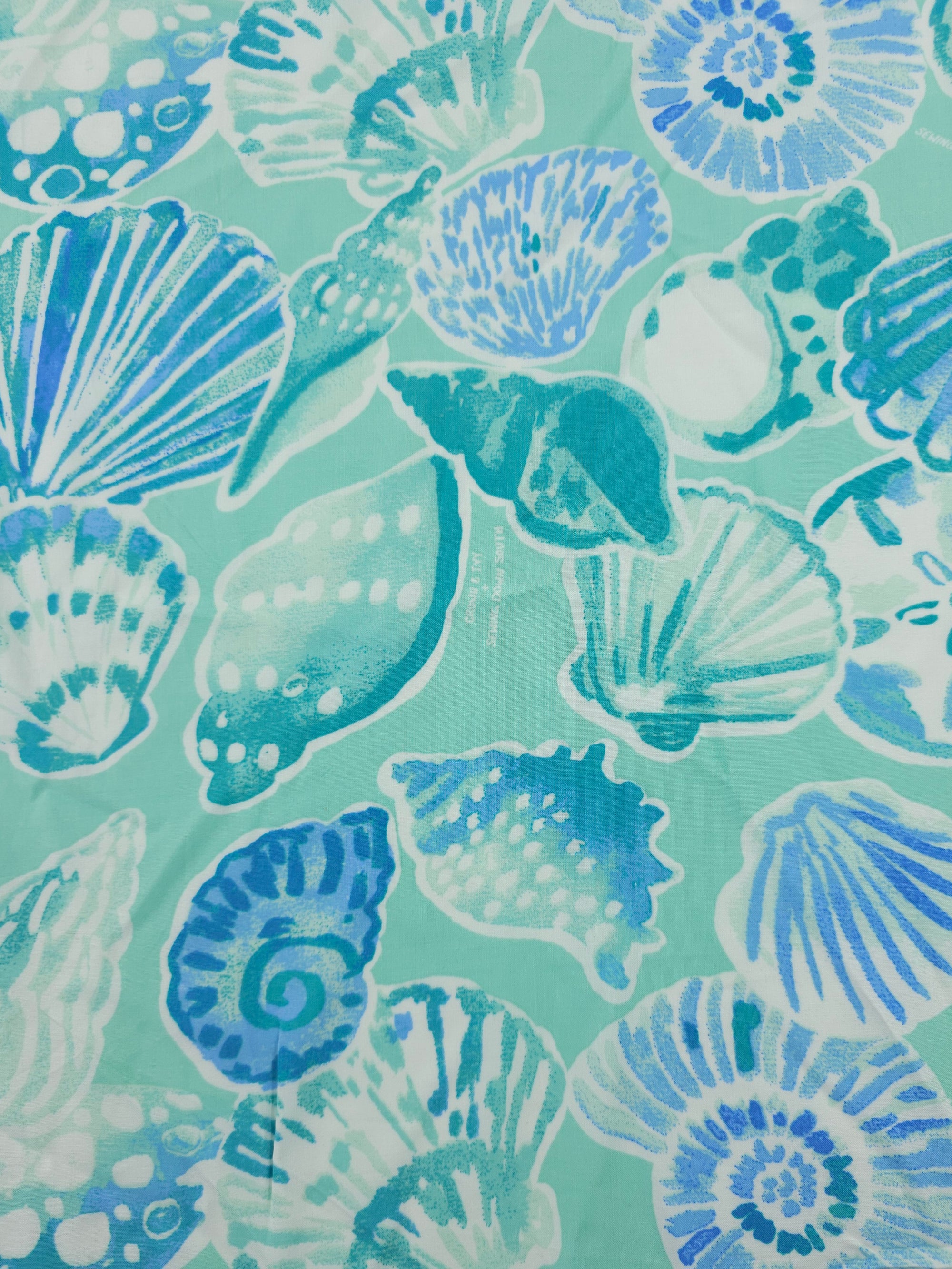 Aqua Teal Marina Shells Viscose Challis - Crown & Ivy
