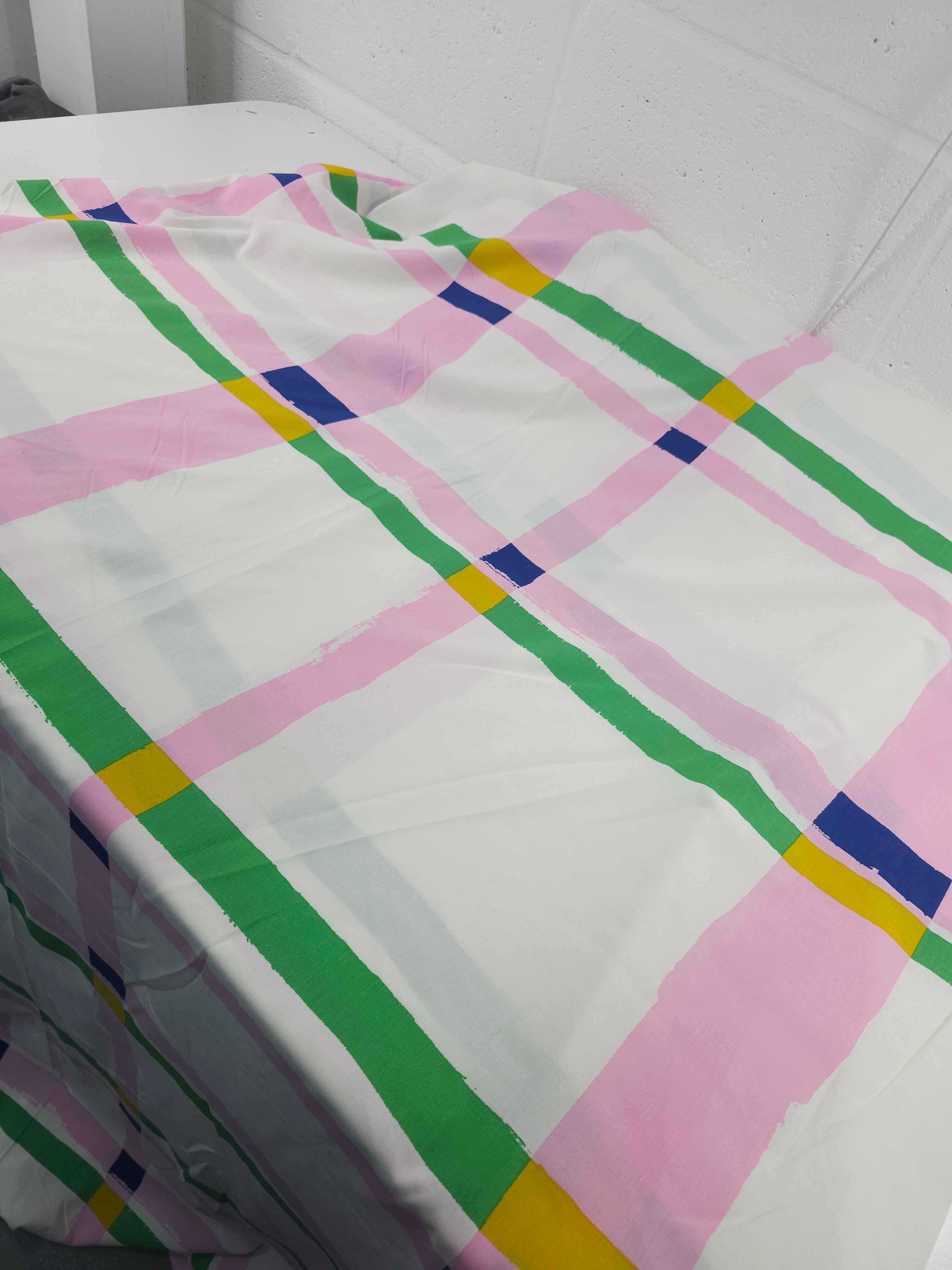 Pink Grid Check 100% Cotton 94” *EXTRA WIDE*