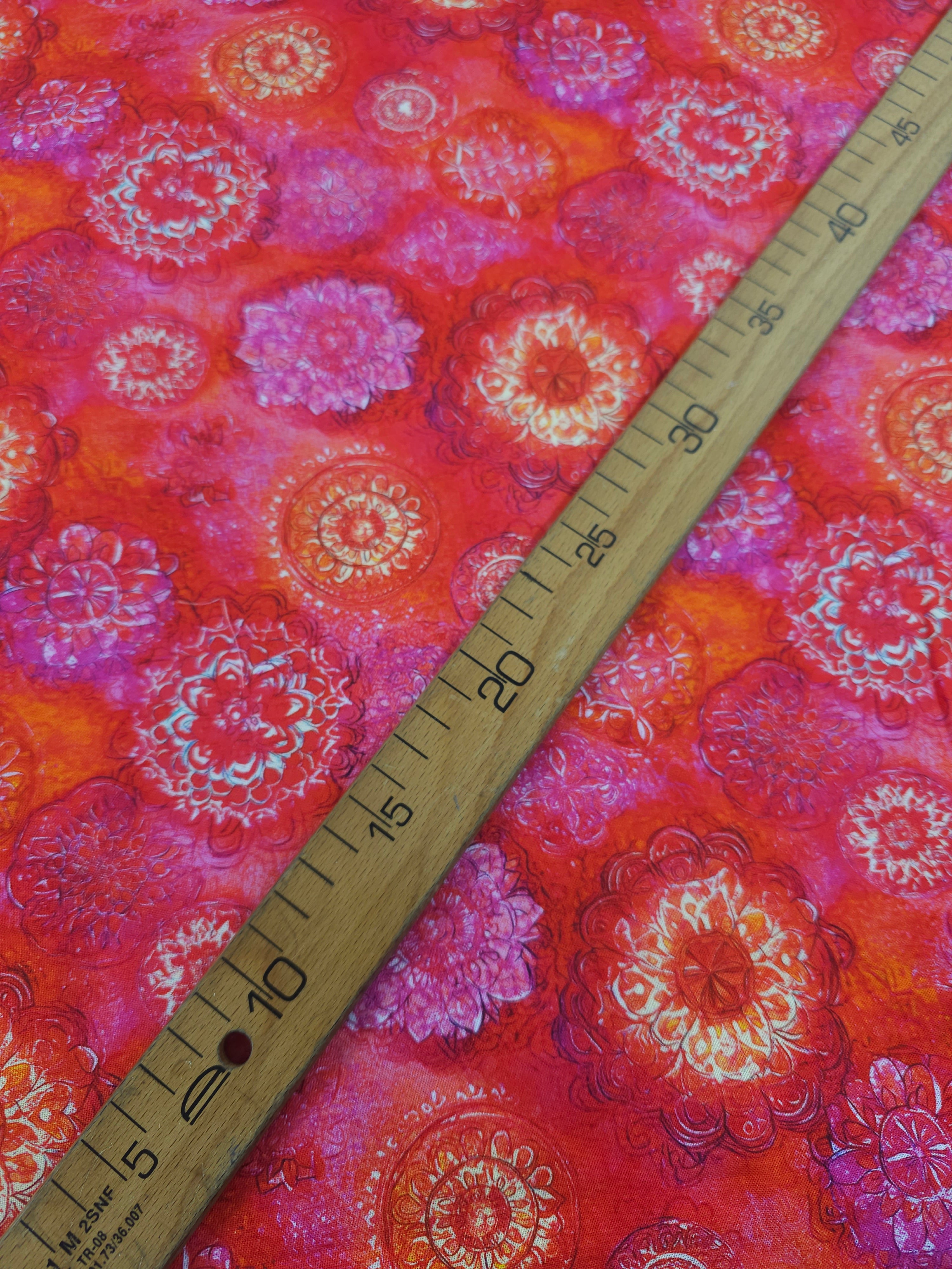 Red/Pink Spiral Medallion 100% Cotton 104” *EXTRA WIDE*