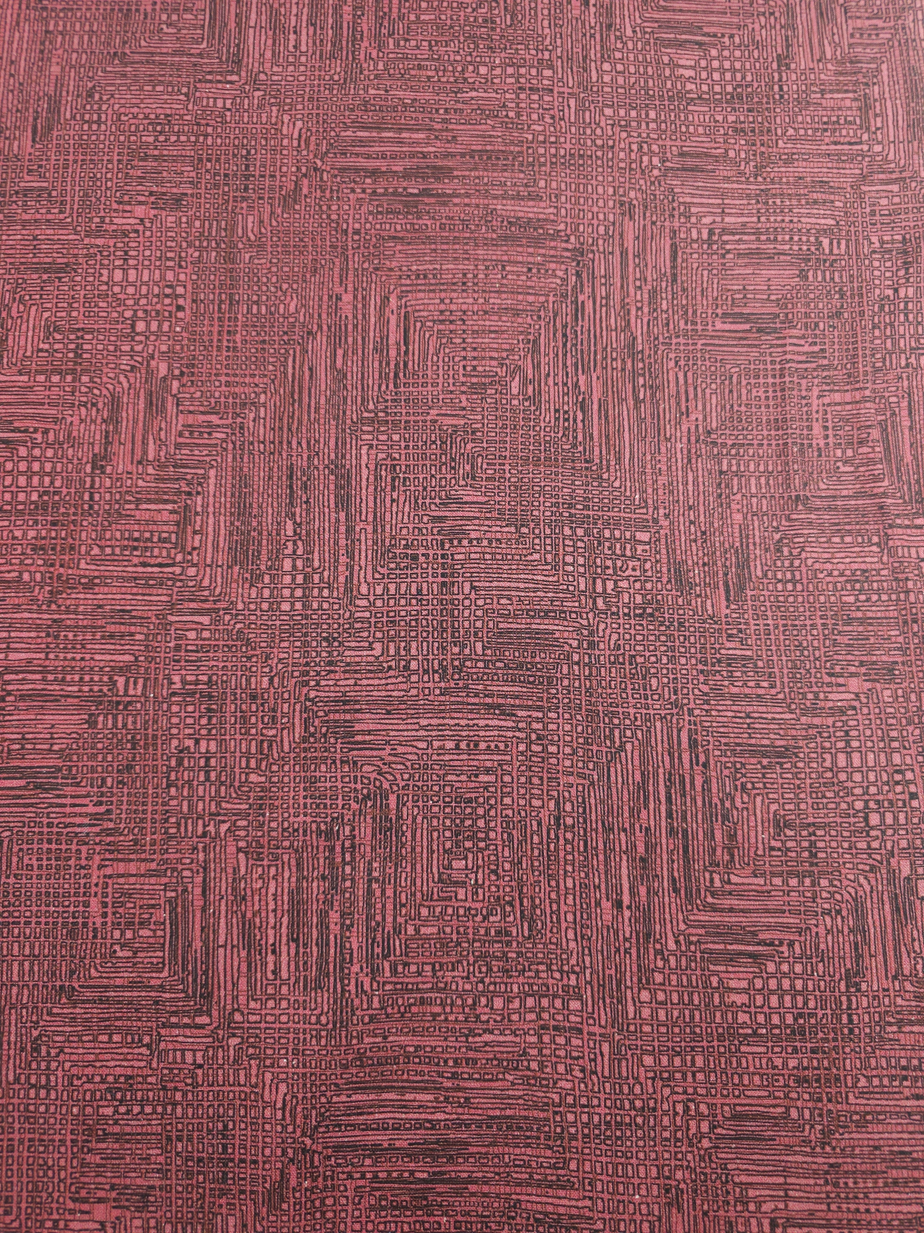 Burgundy Maze Tiles 100% Cotton