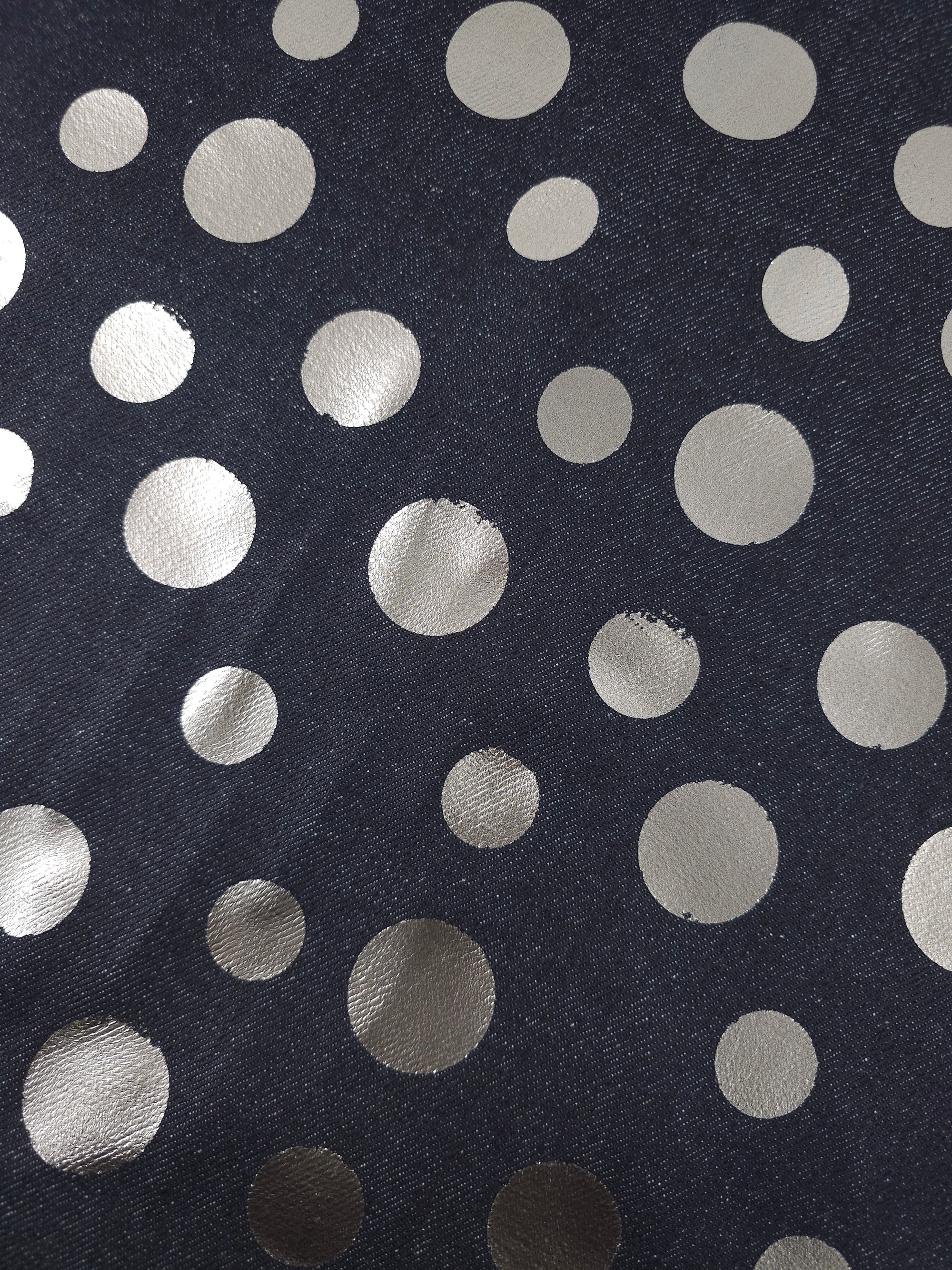 Charcoal Navy/Silver Foil Polka Denim