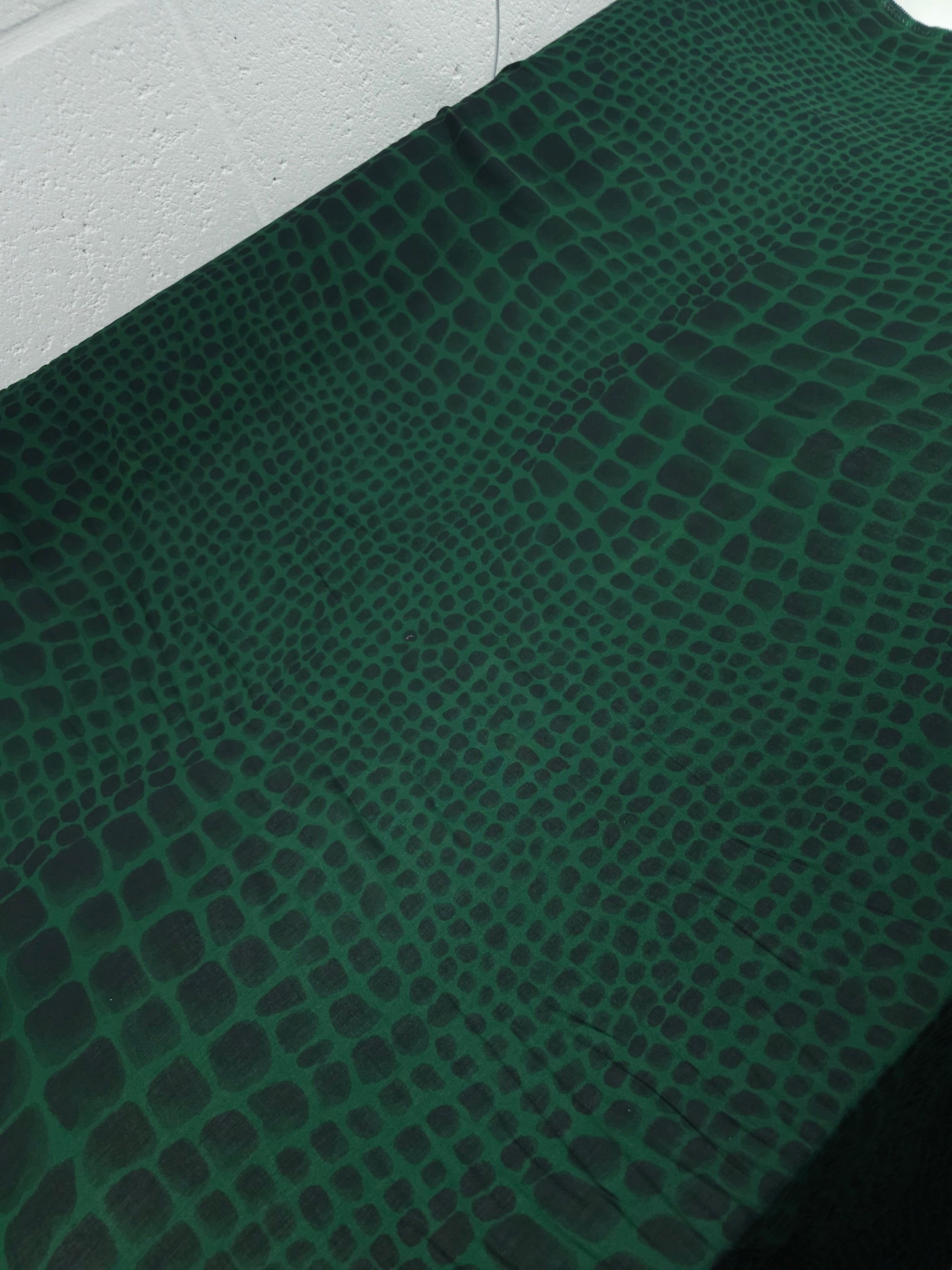 Dark Green/Black Irregular Pebble Viscose Voile