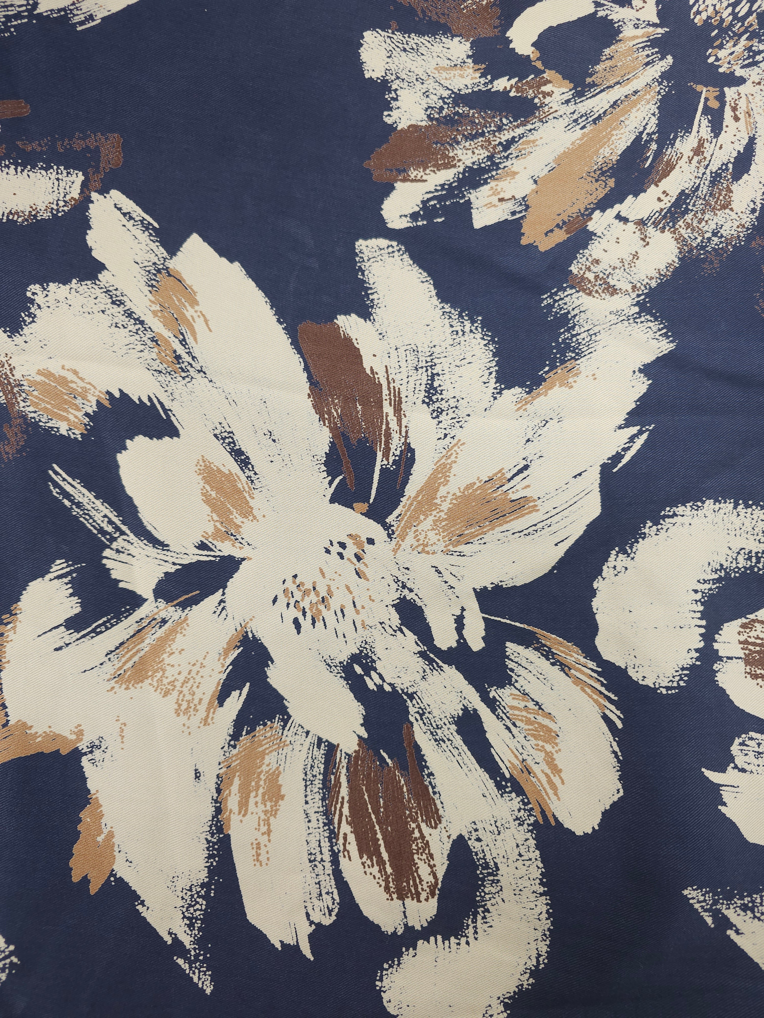 Navy illustrated flora Viscose- 2.4m