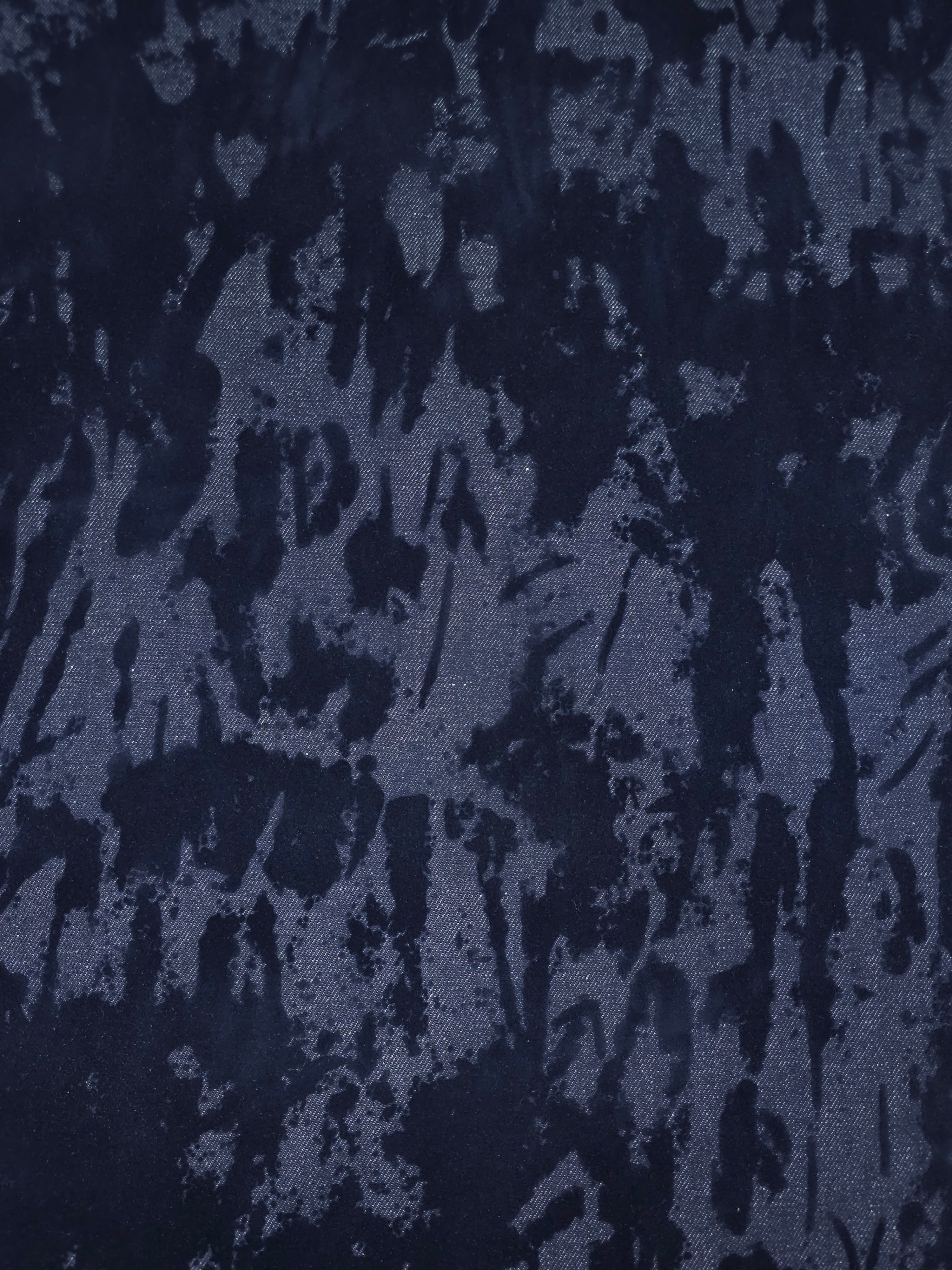 Indigo Navy Static Velvet Burnout Denim