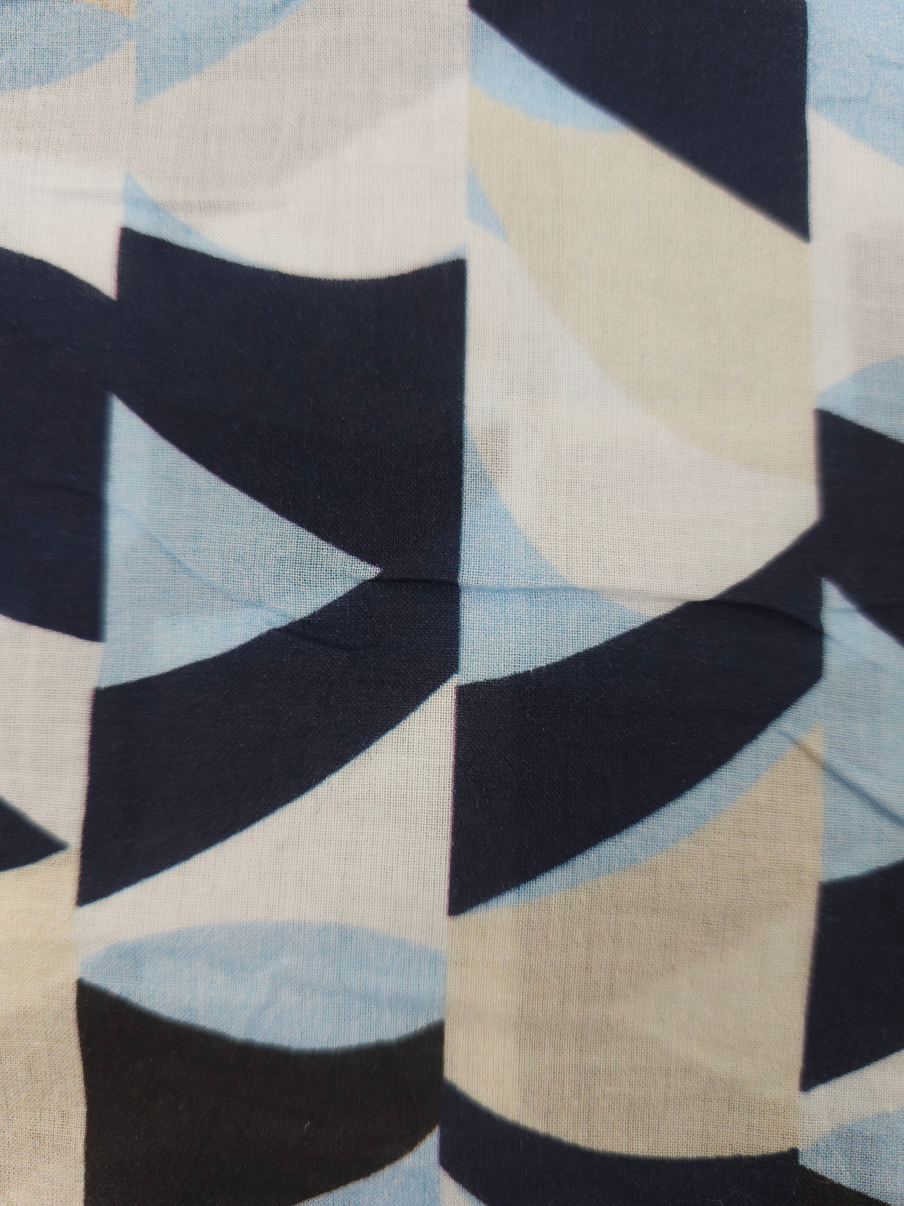Blue creams abstract Viscose- 2m piece