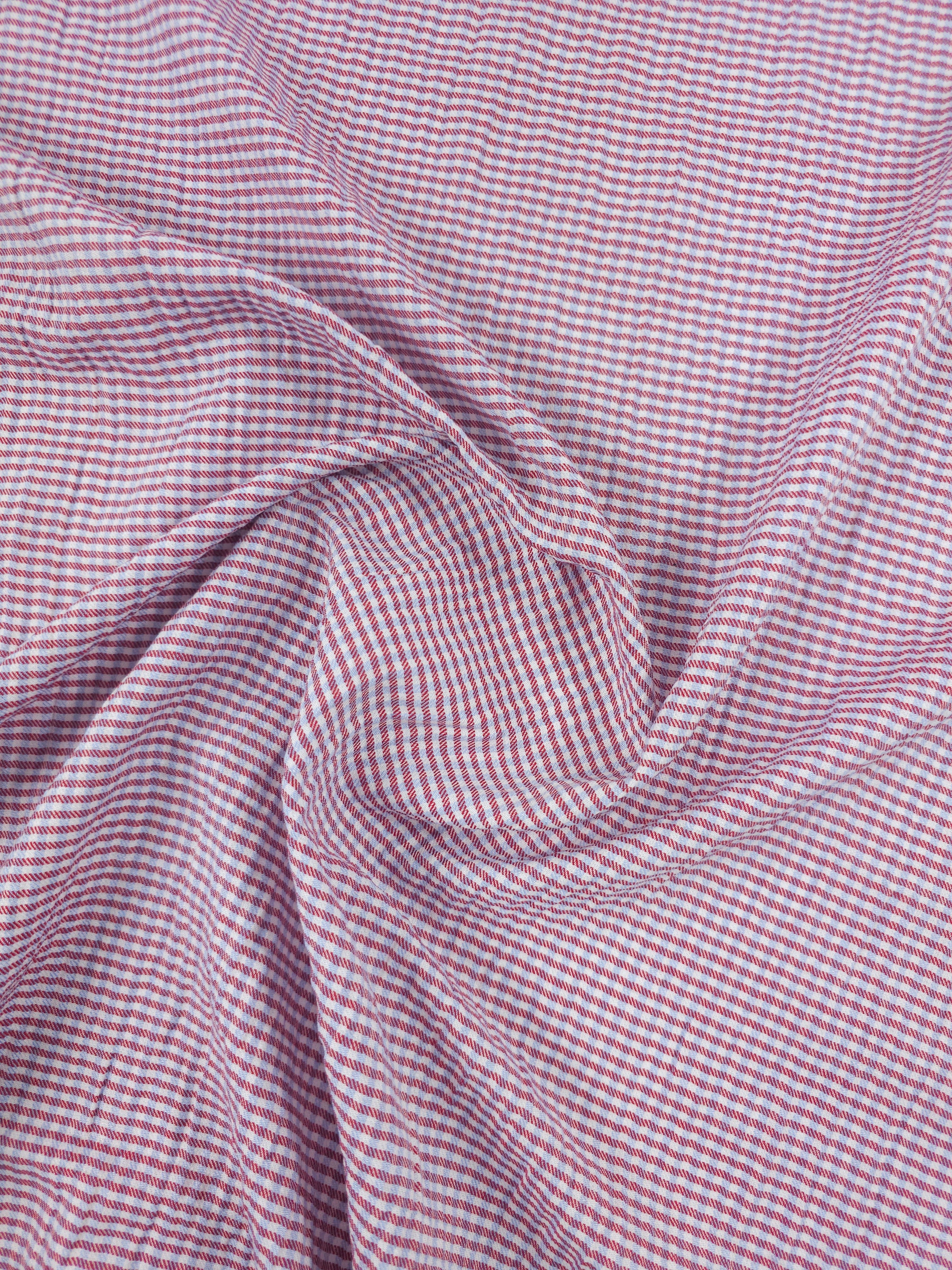 Red/Blue Ultra Mini Gingham Crinkle Cotton Poly
