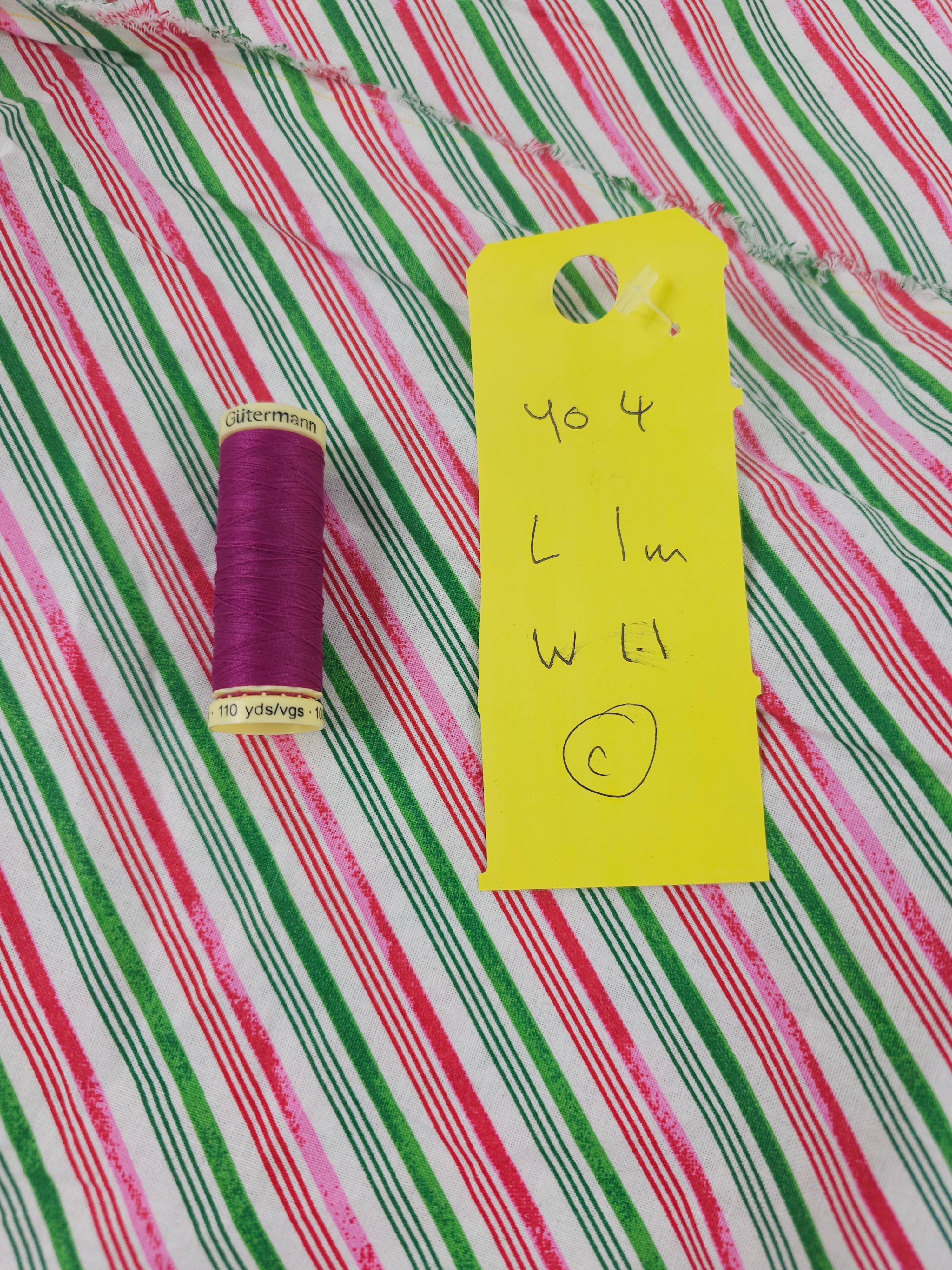 Candycane stripe Cotton- 1m piece