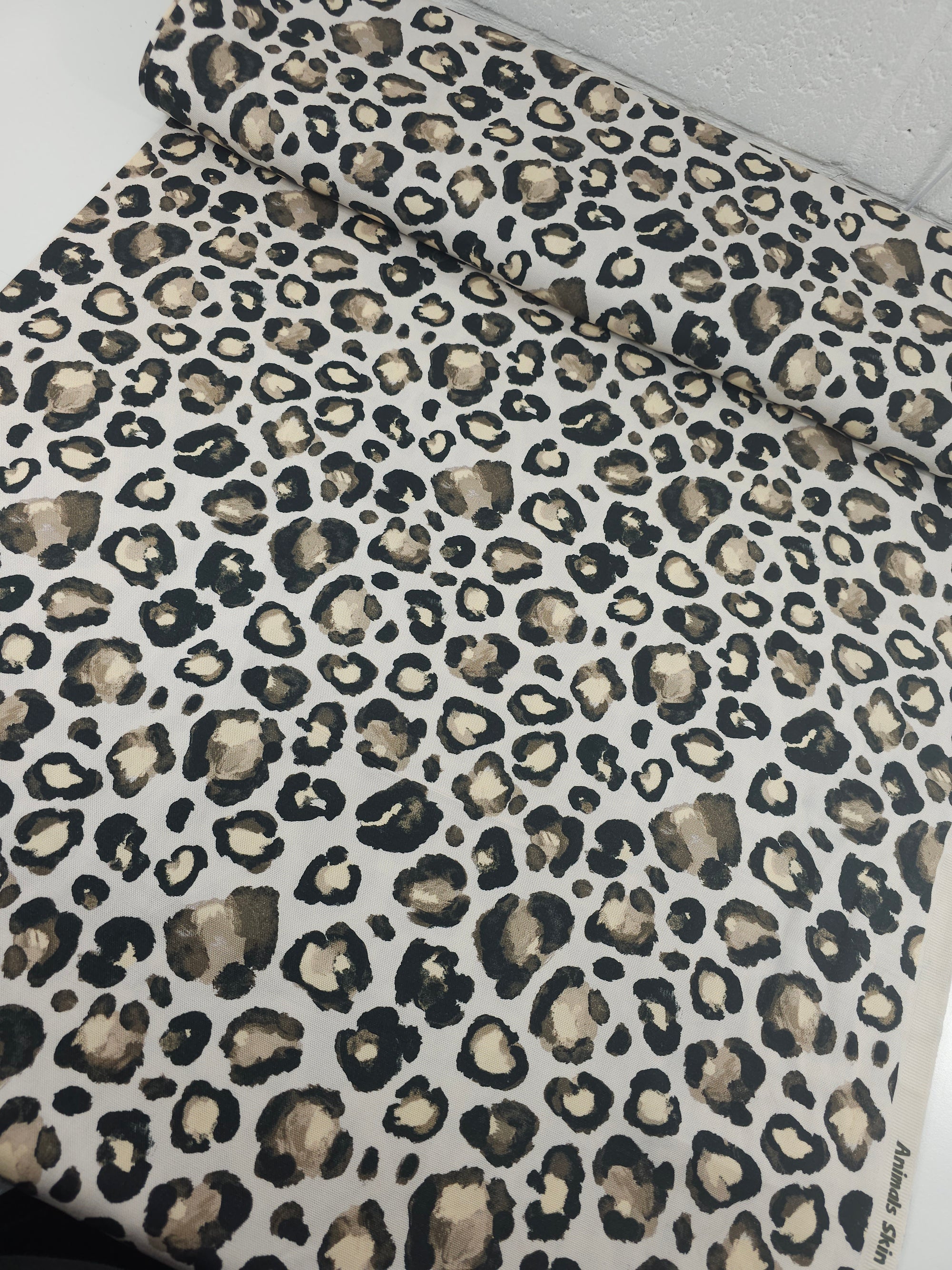 Ecru/Ivory Leopard Lightweight Canvas Cotton