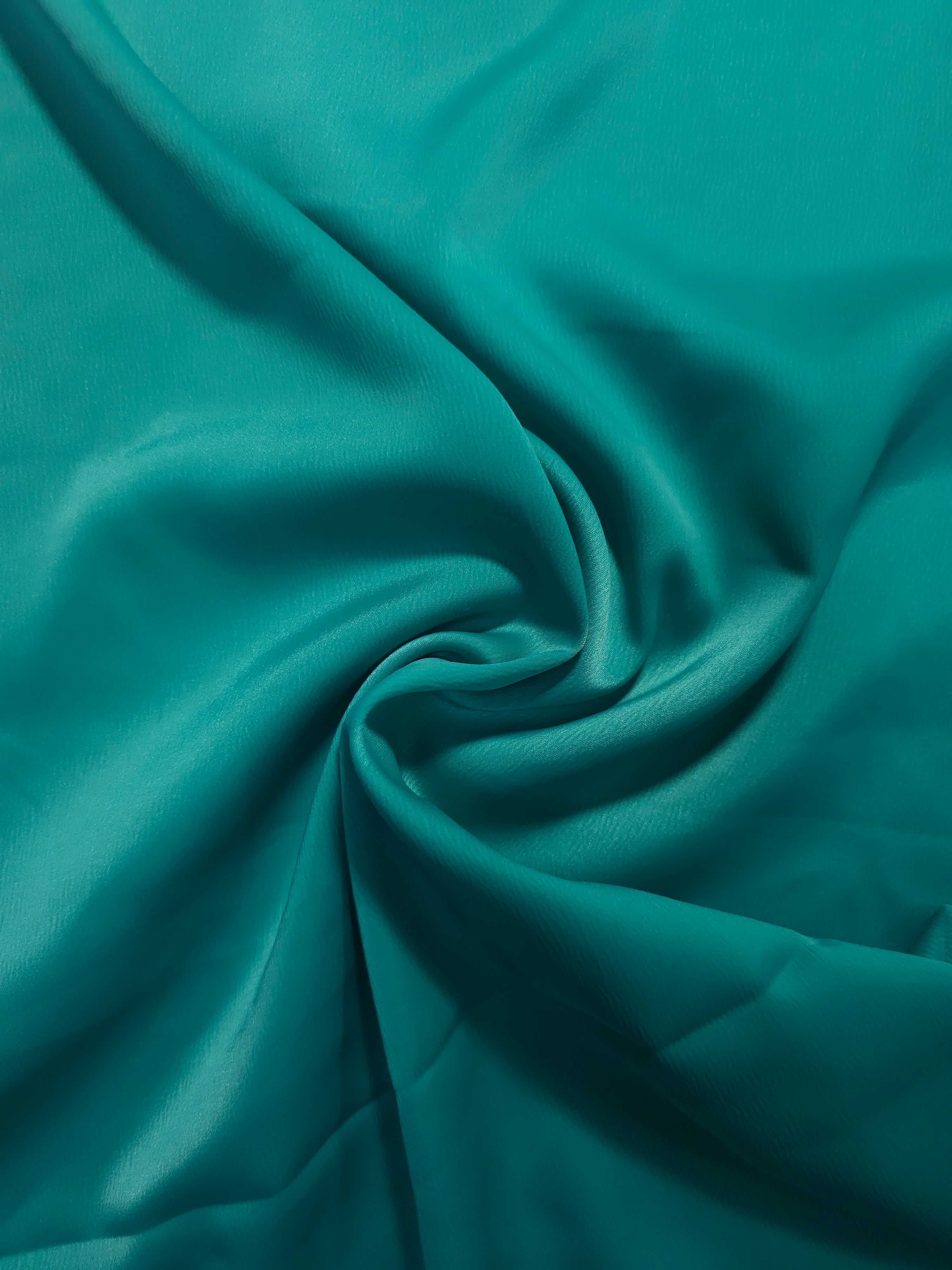 Ocean Teal Blue Textured Poly Satin - 1.6m Piece