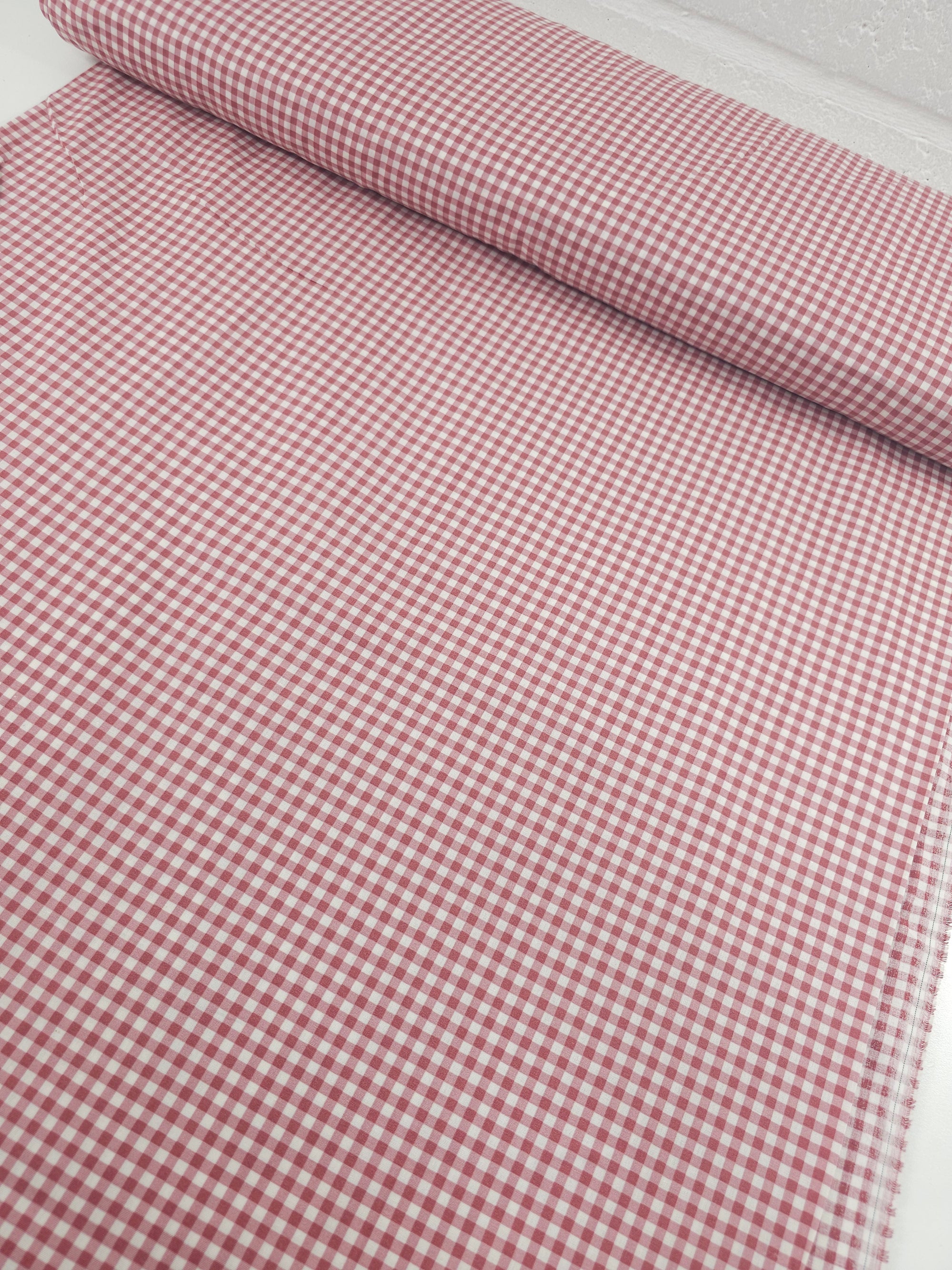Washed Burgundy Small Gingham 100% Cotton 98" *EXTRA WIDE*