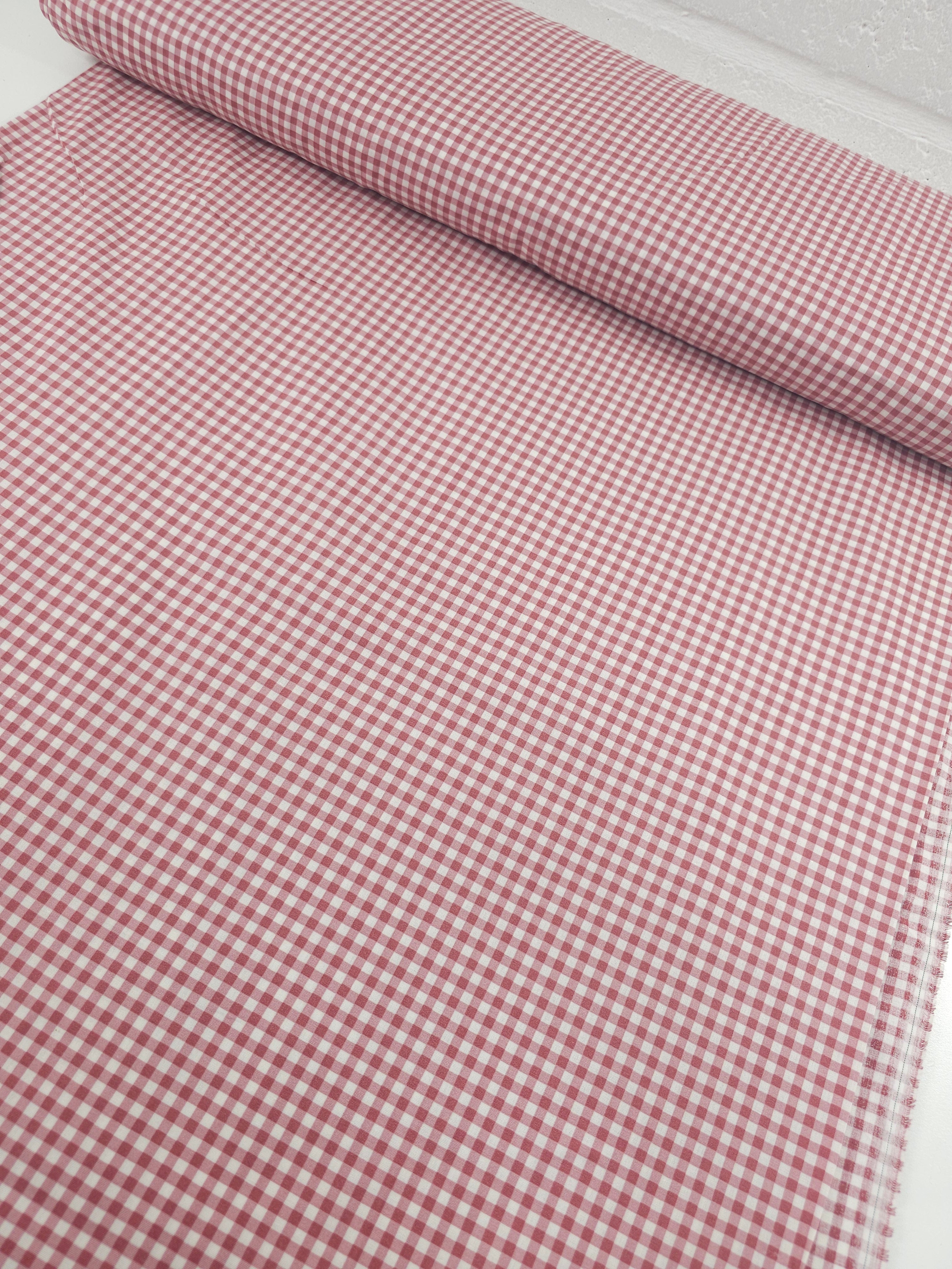 Washed Burgundy Small Gingham 100% Cotton 98" *EXTRA WIDE*