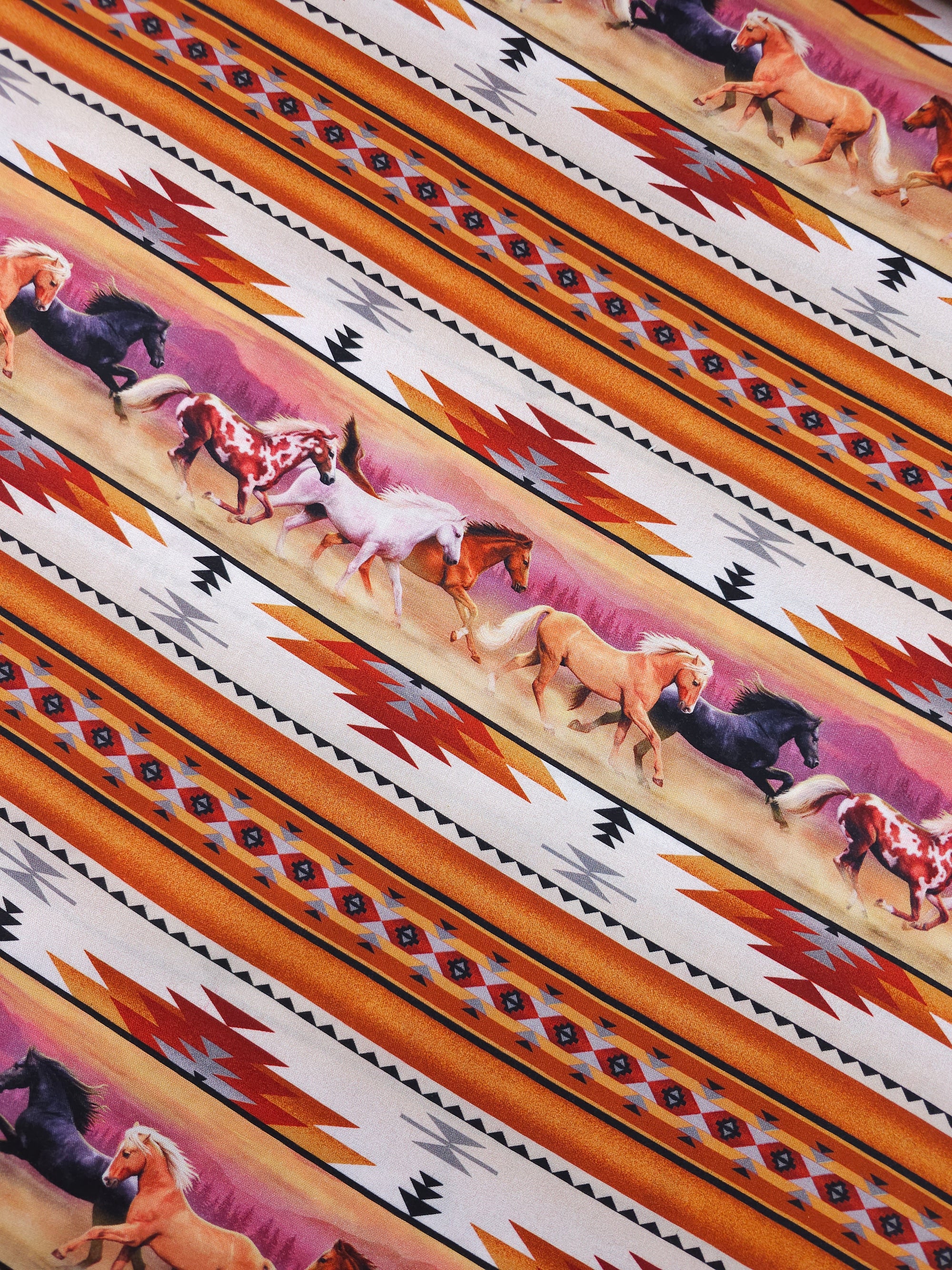 Horses Running With The Sun 100% Cotton