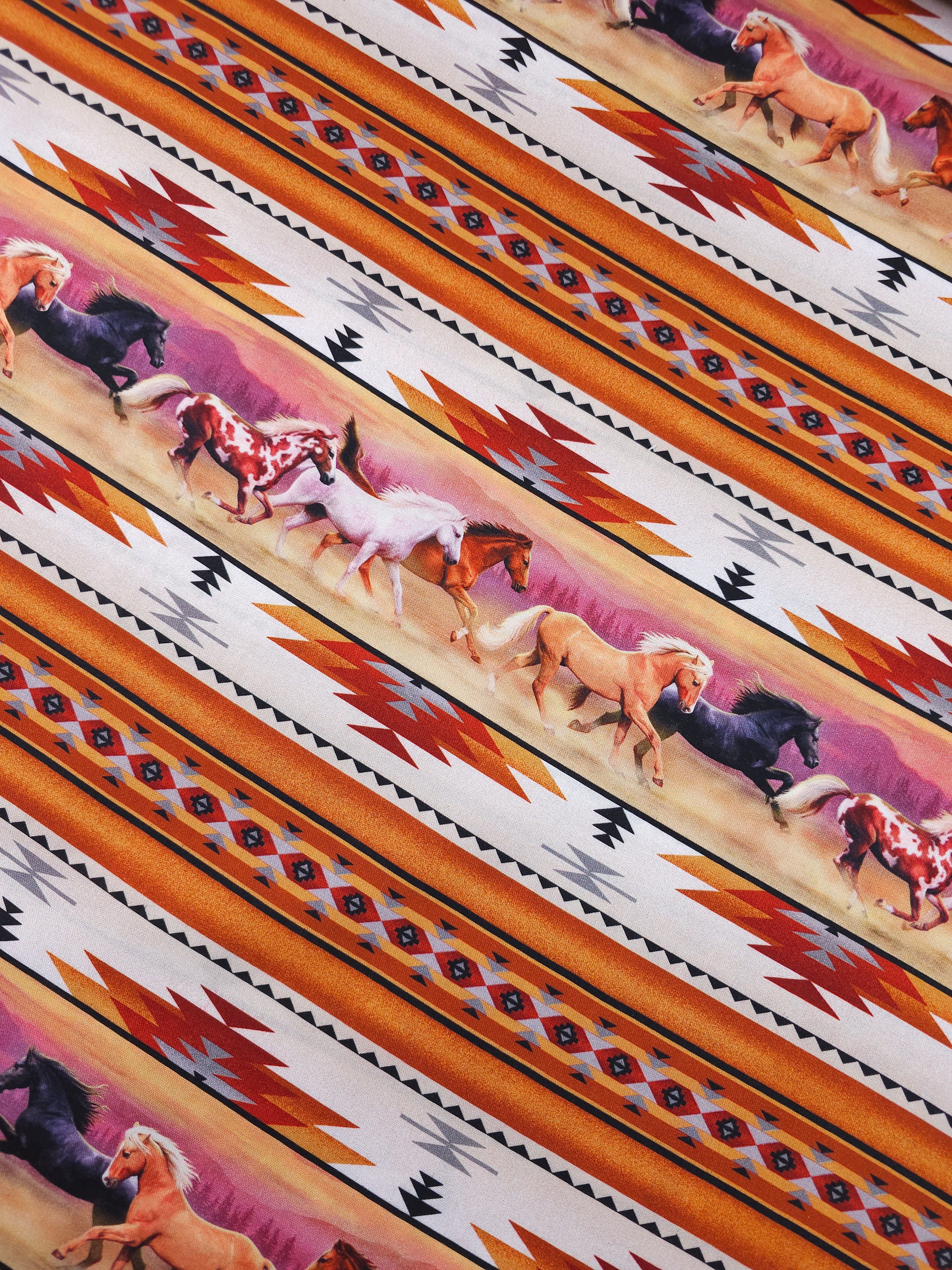 Horses Running With The Sun 100% Cotton