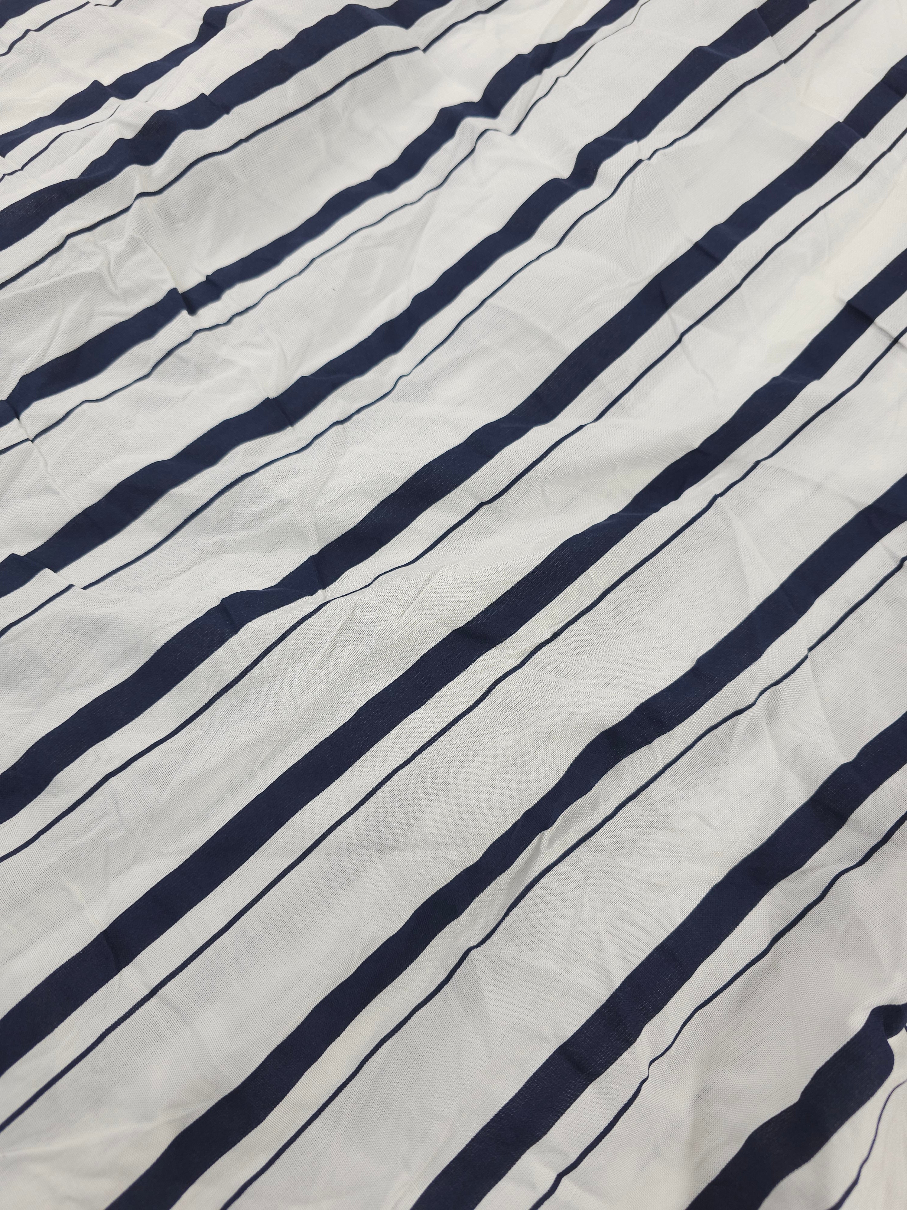 Navy variety stripe Viscose- 1.9m piece